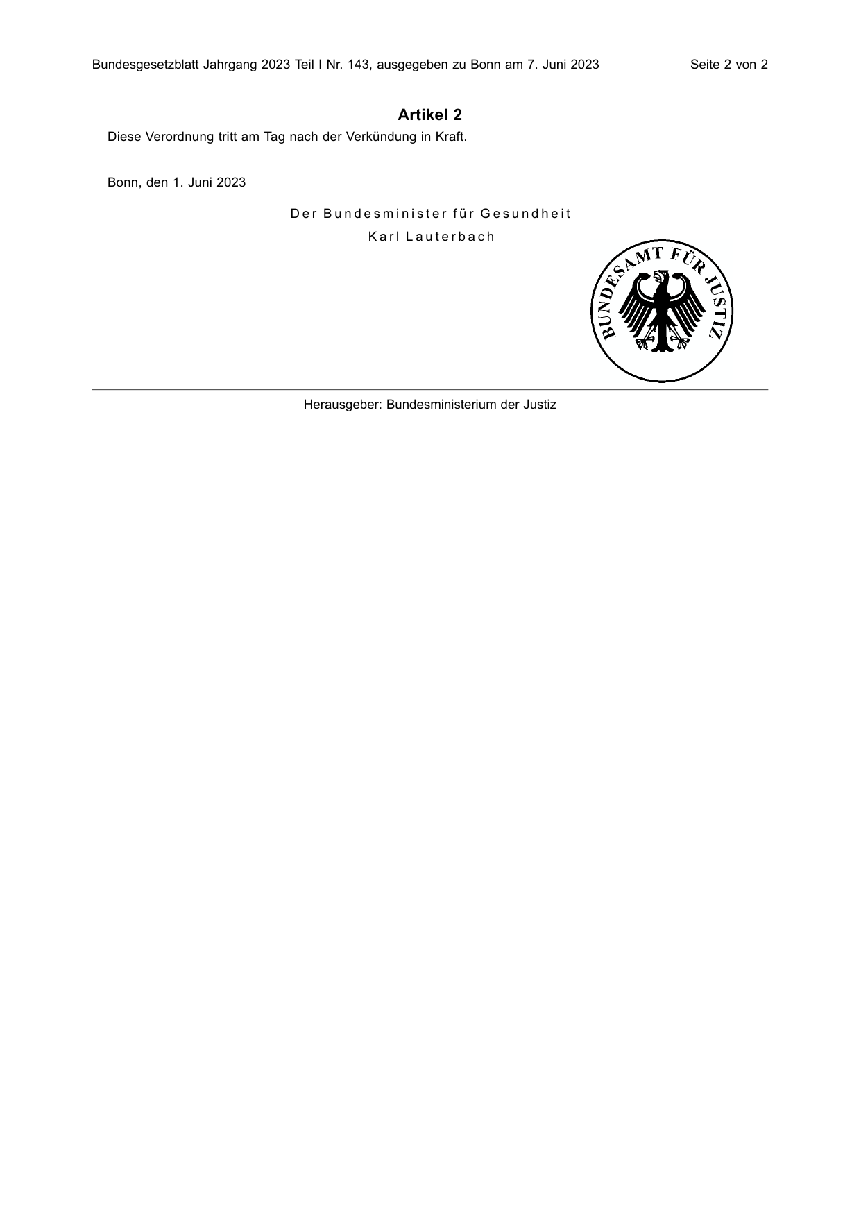BGBl. 2023, Seite 2 — Originalseite als Abbildung