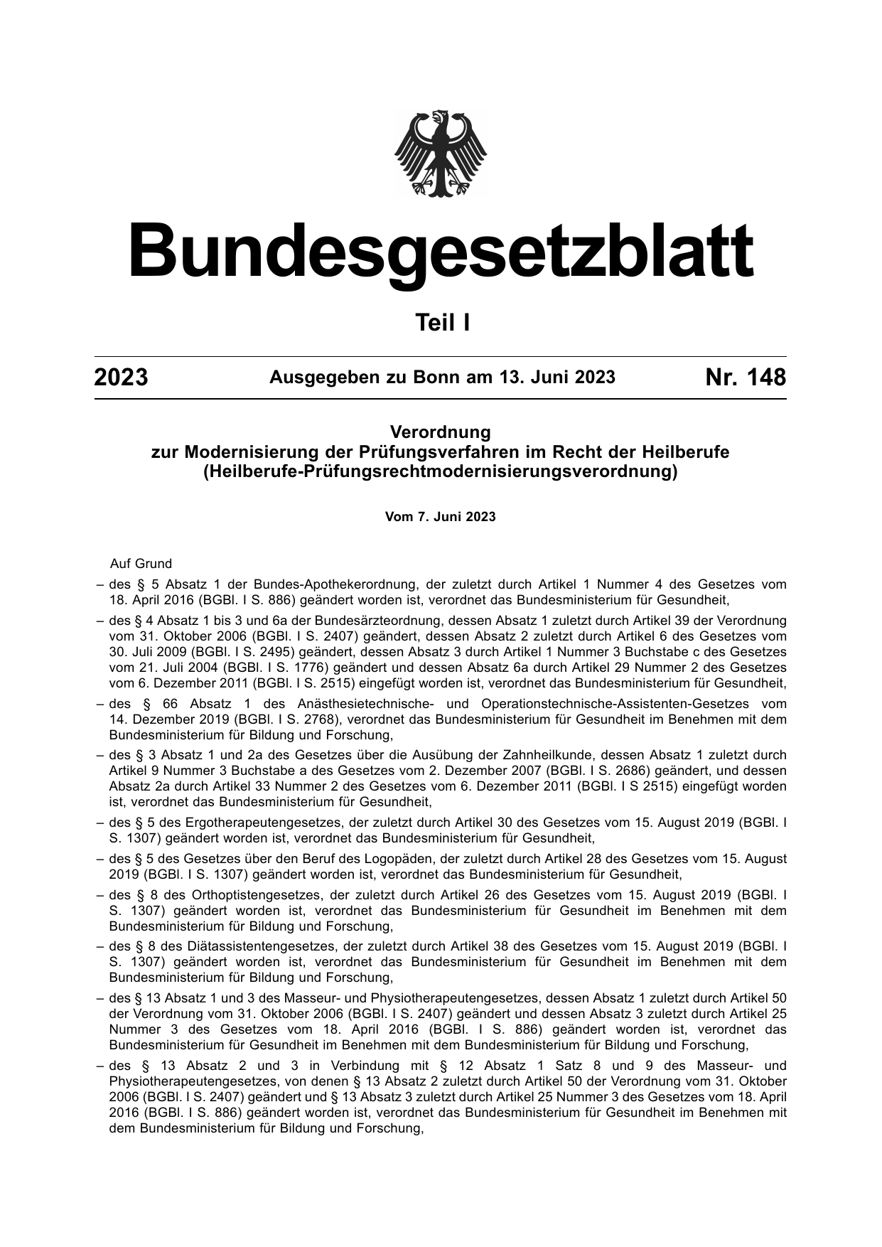 BGBl. 2023, Seite 1 — Originalseite als Abbildung
