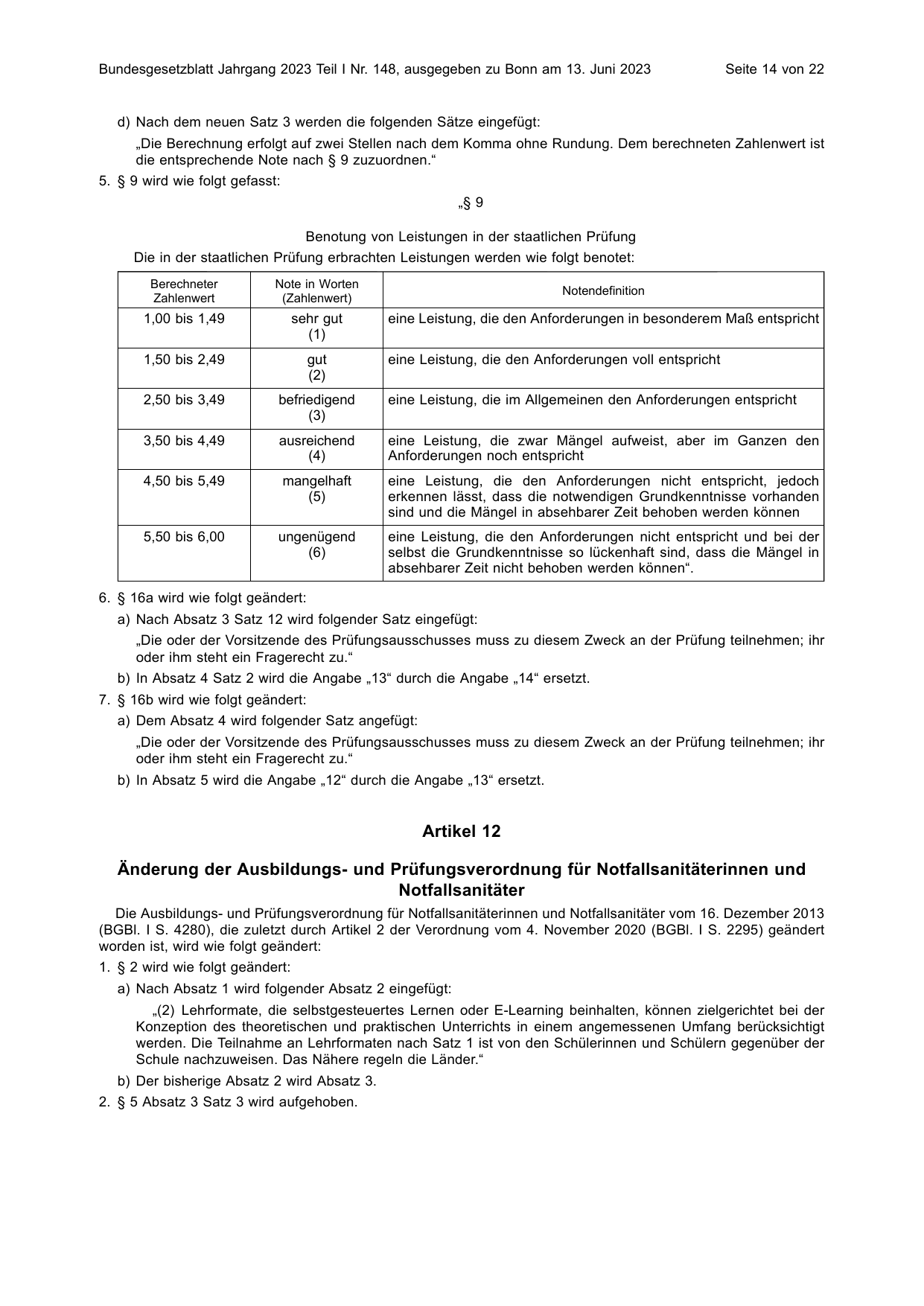 BGBl. 2023, Seite 14 — Originalseite als Abbildung