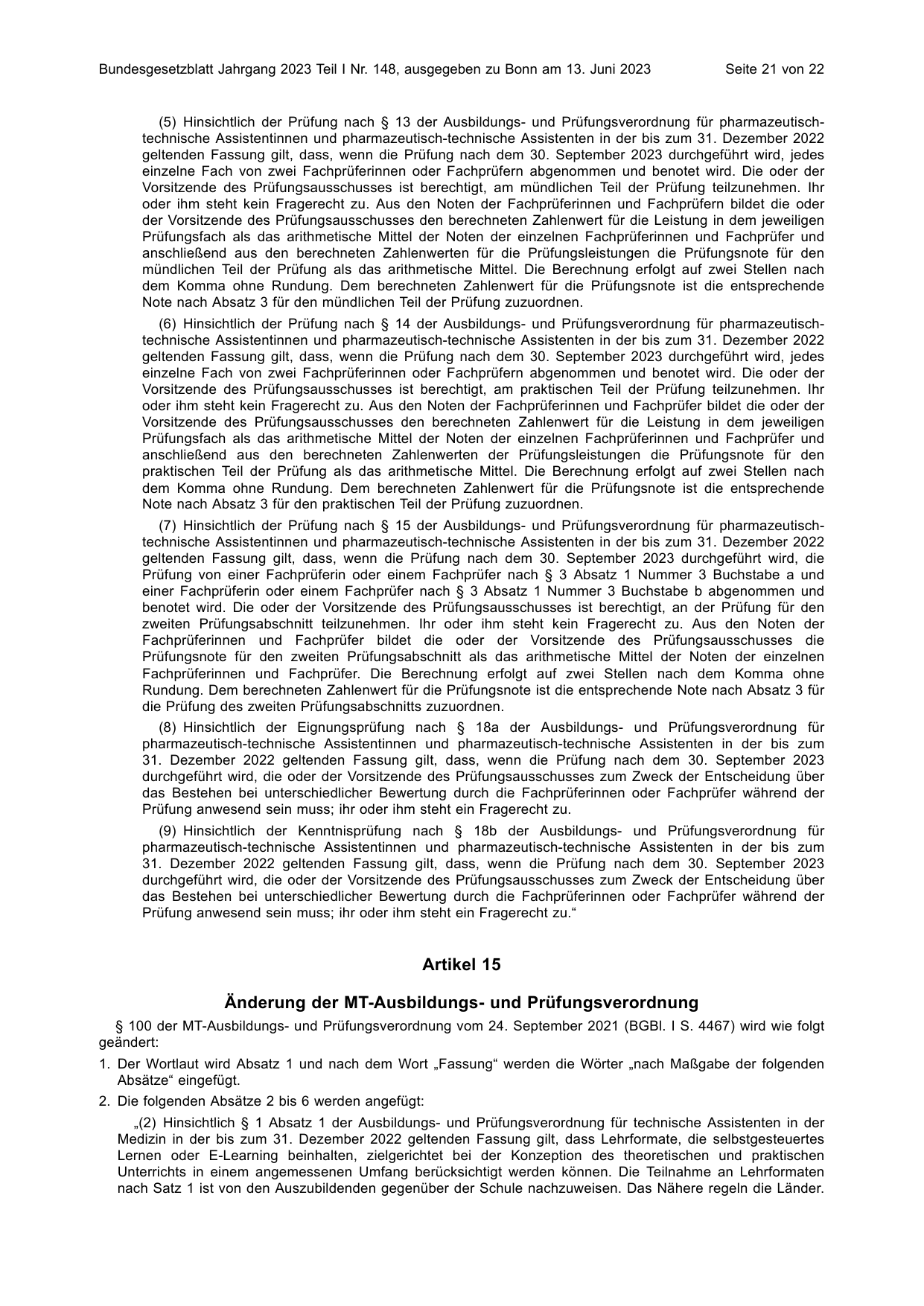 BGBl. 2023, Seite 21 — Originalseite als Abbildung