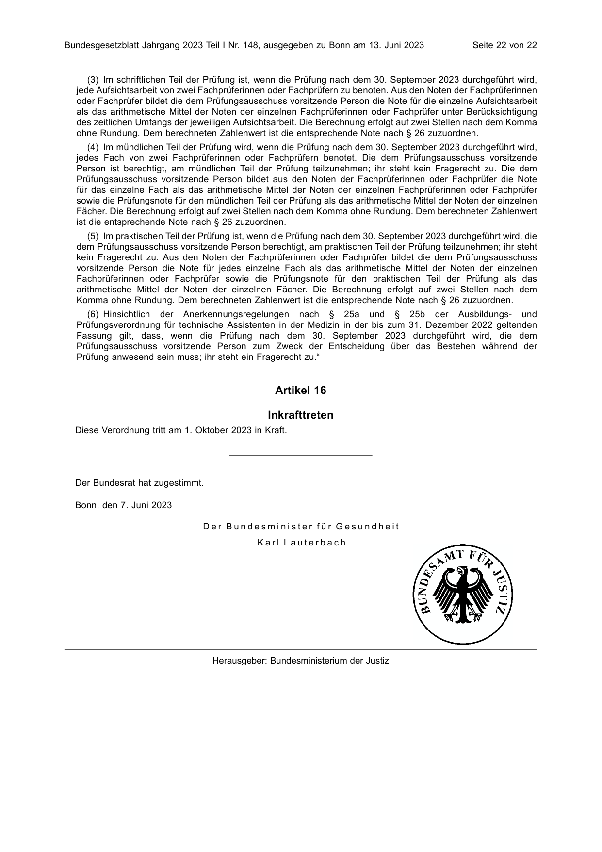 BGBl. 2023, Seite 22 — Originalseite als Abbildung
