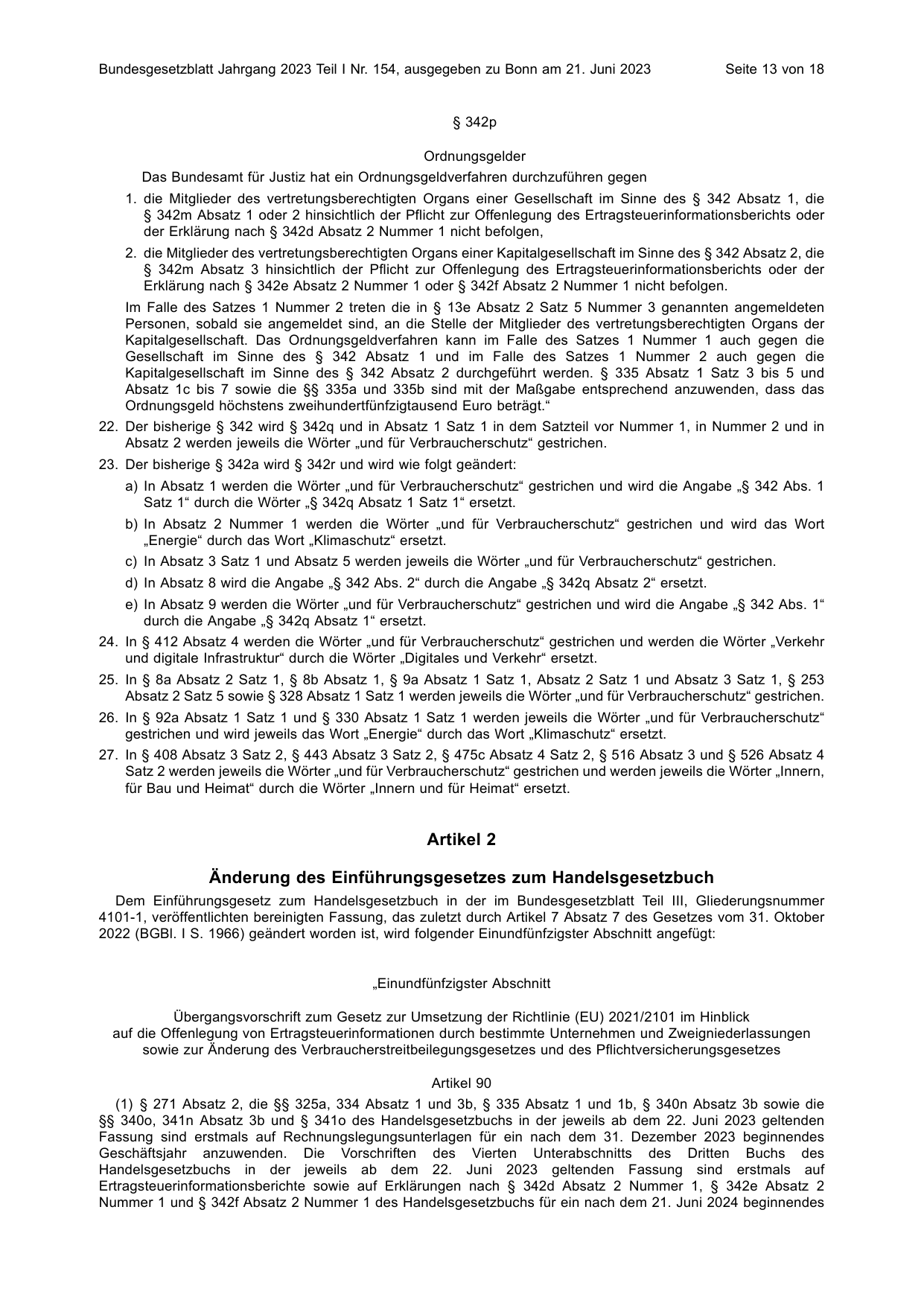 BGBl. 2023, Seite 13 — Originalseite als Abbildung