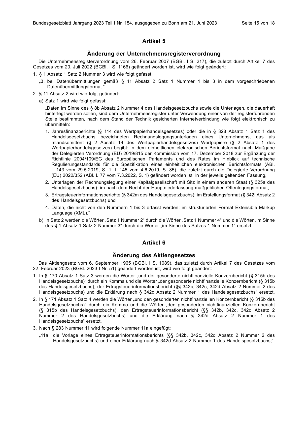 BGBl. 2023, Seite 15 — Originalseite als Abbildung