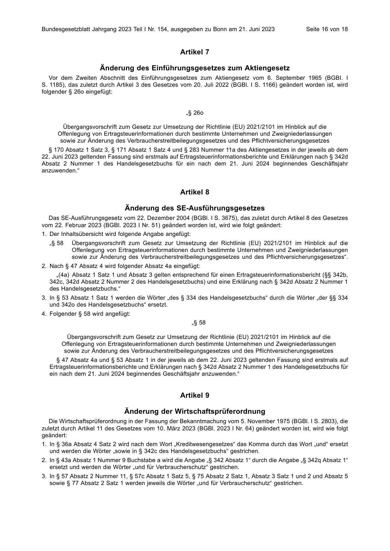 BGBl. 2023, Seite 16 — Originalseite als Abbildung