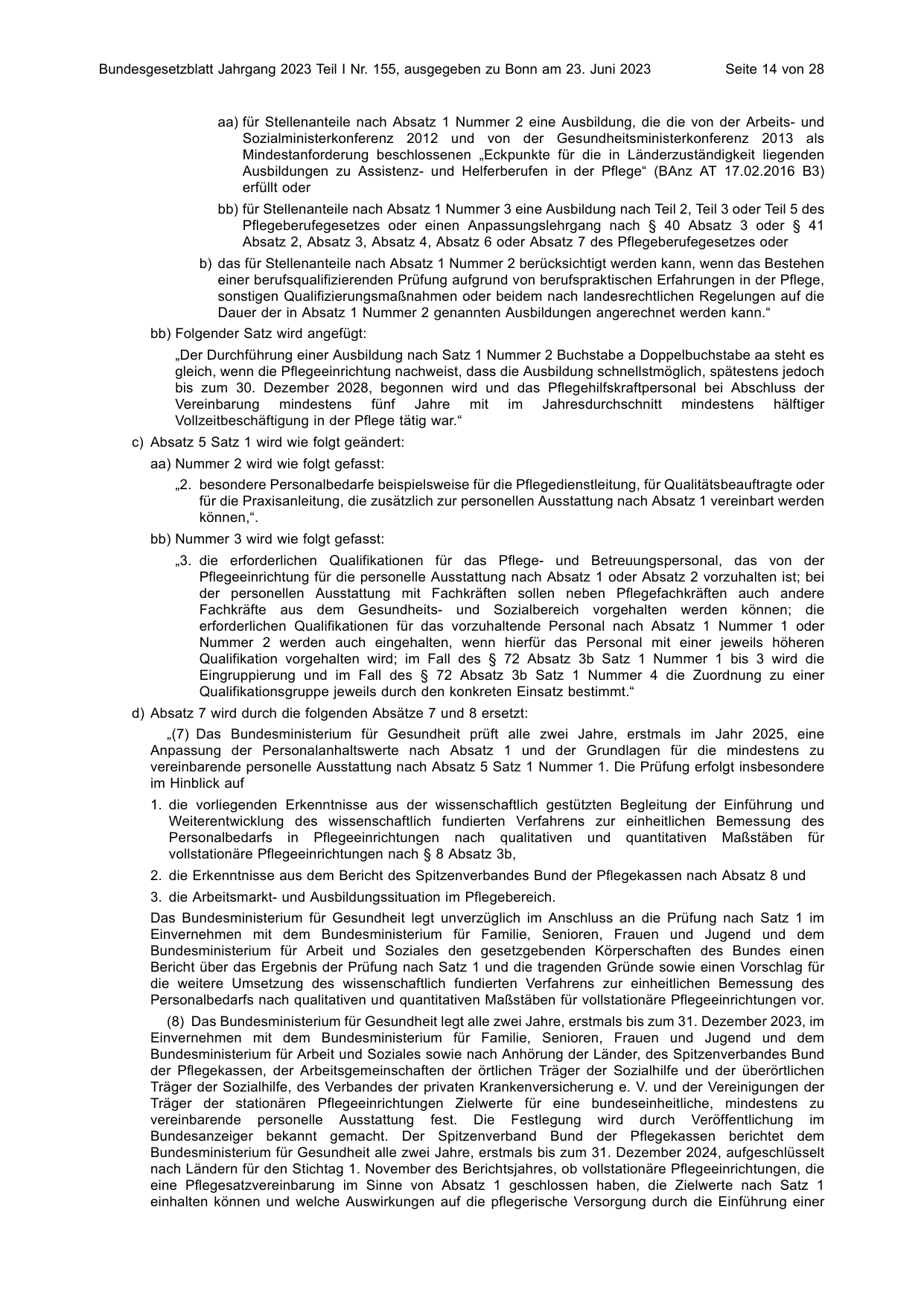 BGBl. 2023, Seite 14 — Originalseite als Abbildung