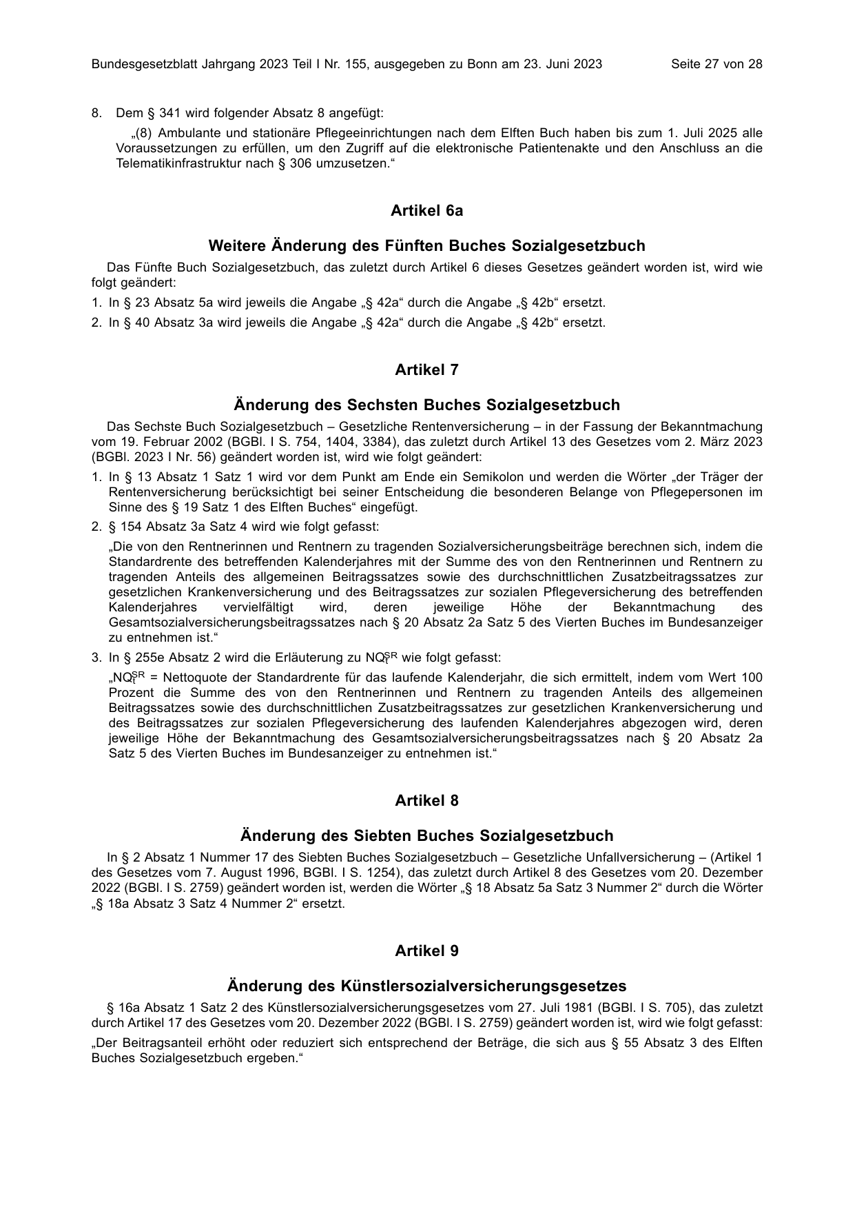 BGBl. 2023, Seite 27 — Originalseite als Abbildung