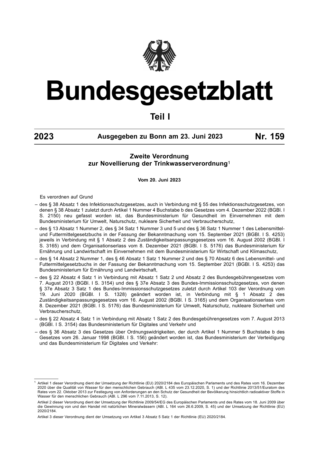 BGBl. 2023, Seite 1 — Originalseite als Abbildung