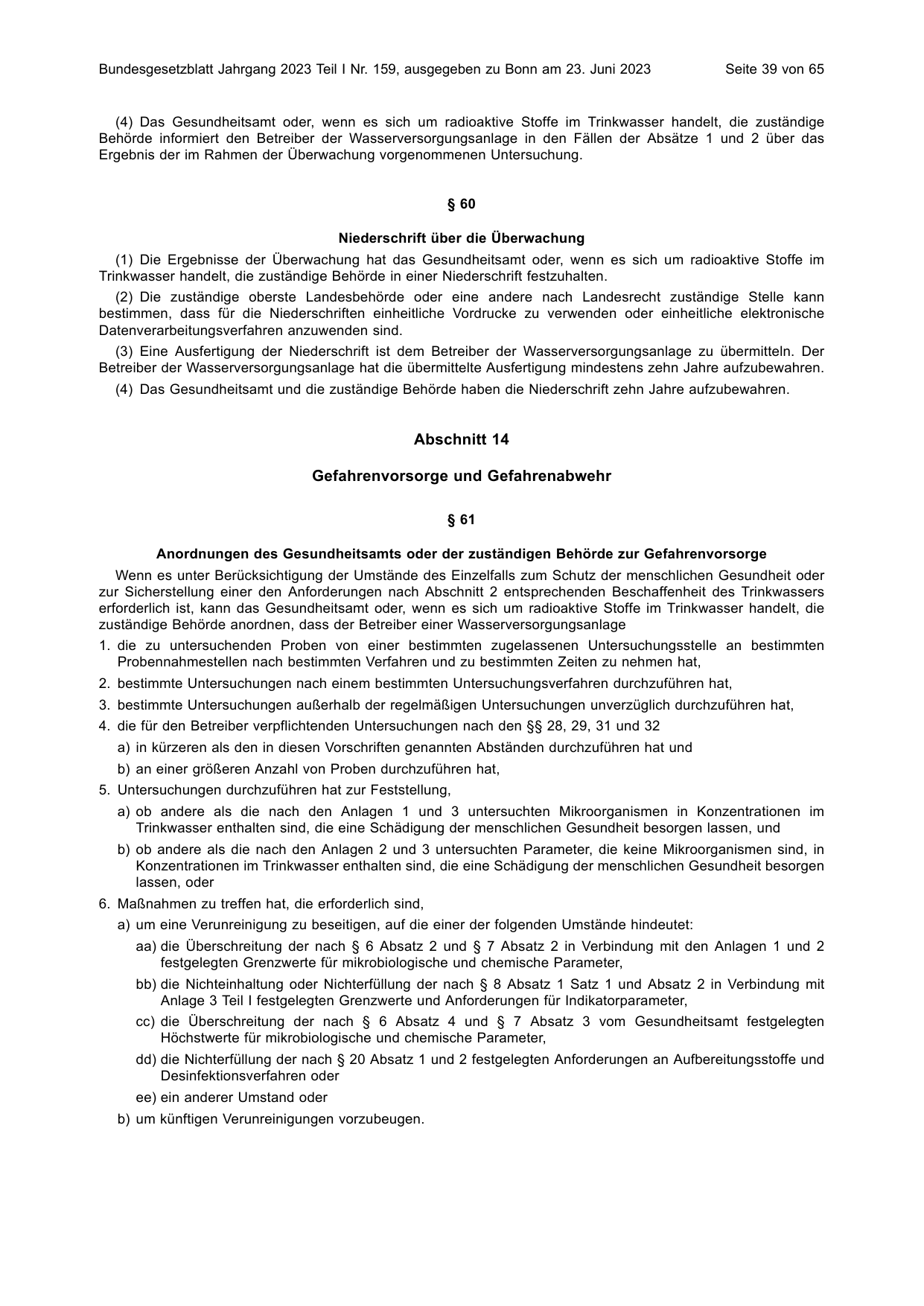 BGBl. 2023, Seite 39 — Originalseite als Abbildung