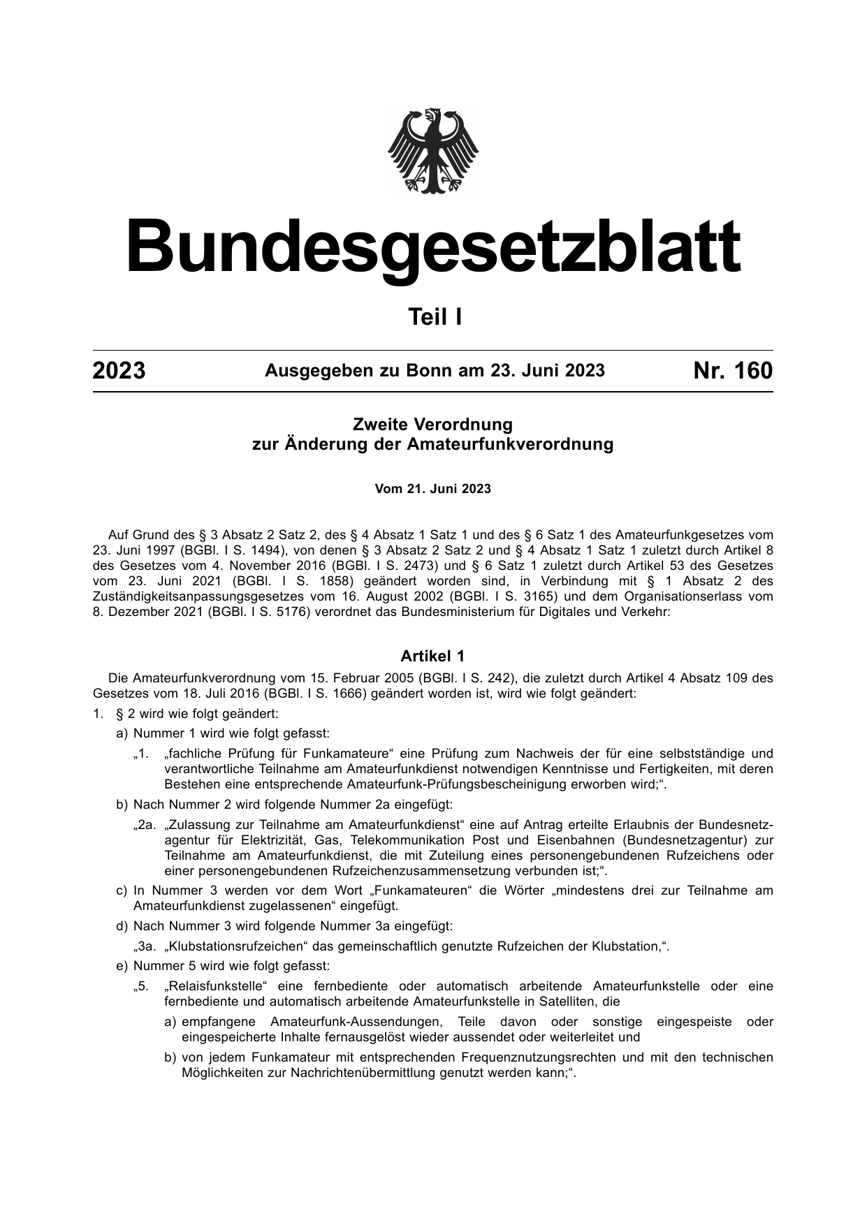 BGBl. 2023, Seite 1 — Originalseite als Abbildung