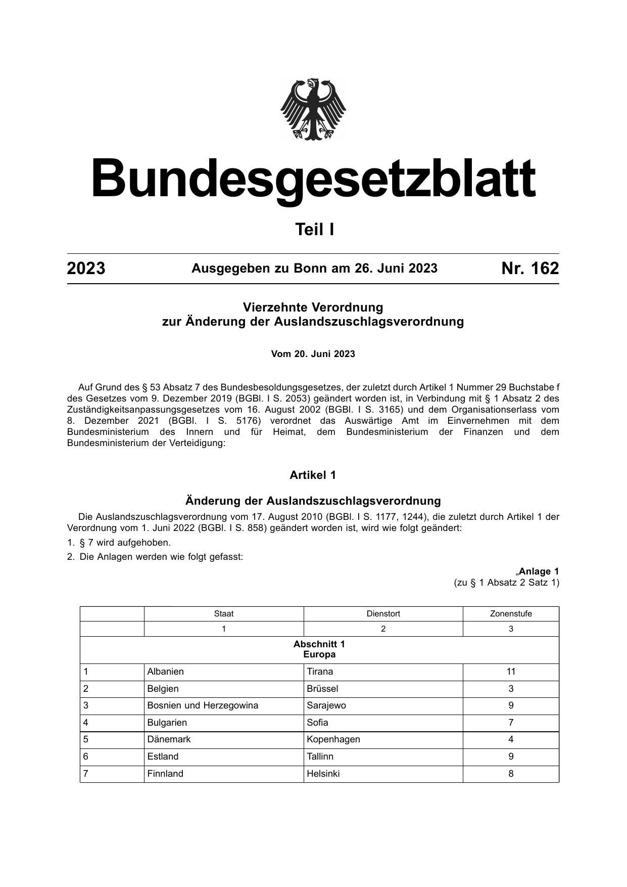 BGBl. 2023, Seite 1 — Originalseite als Abbildung