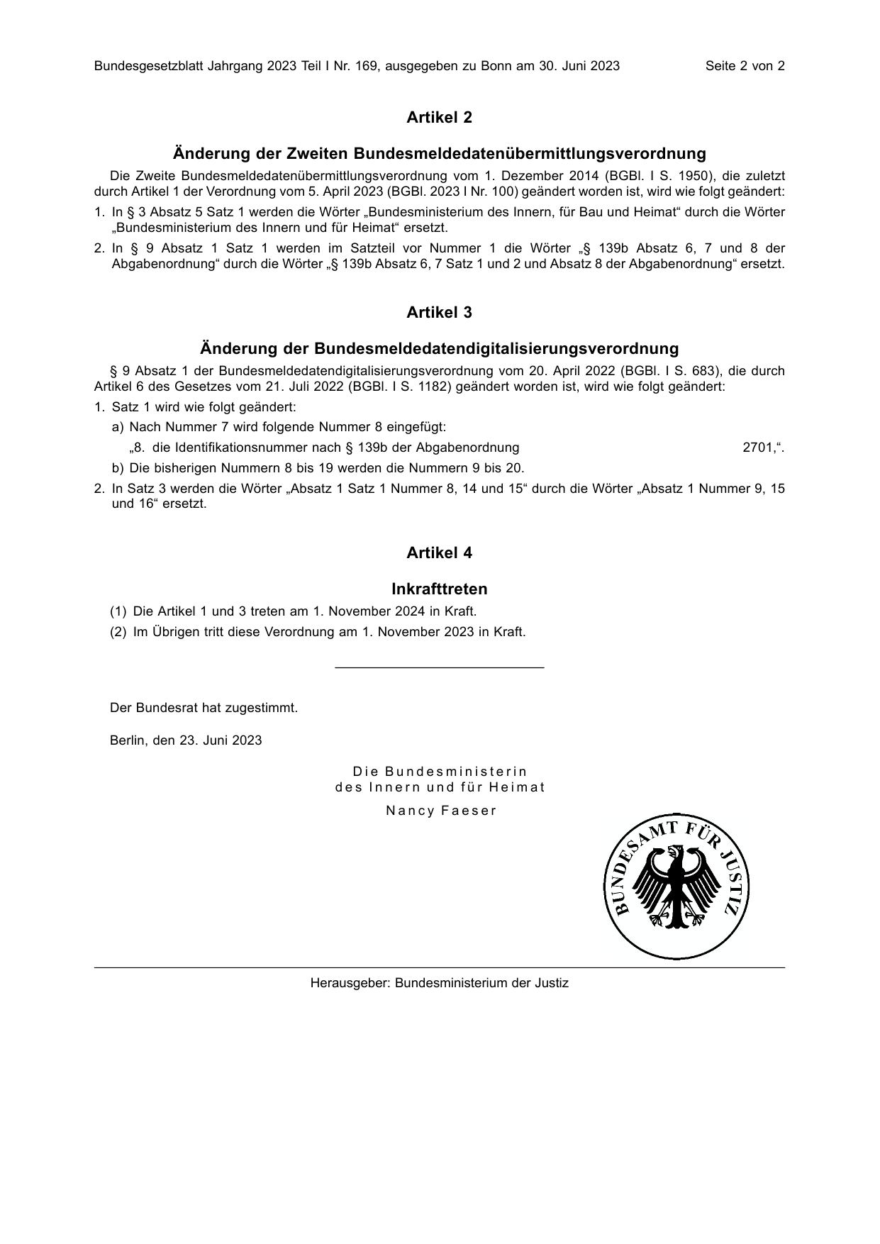 BGBl. 2023, Seite 2 — Originalseite als Abbildung