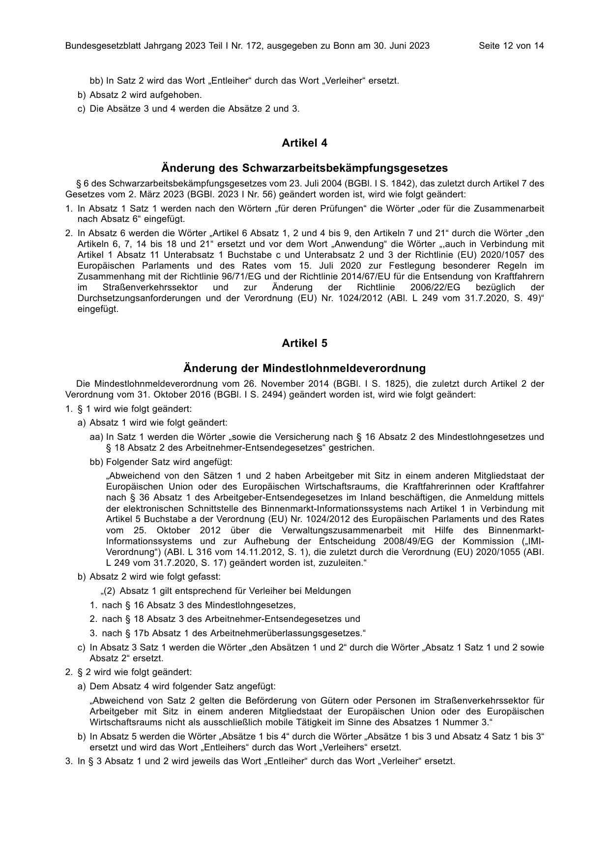 BGBl. 2023, Seite 12 — Originalseite als Abbildung