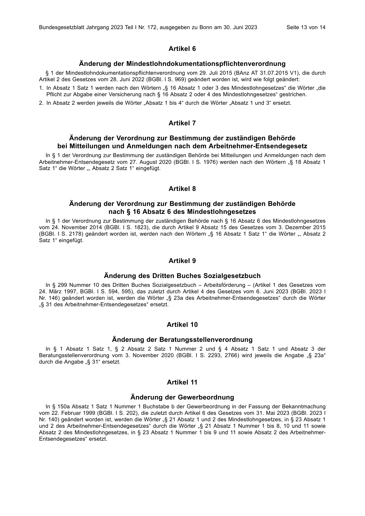 BGBl. 2023, Seite 13 — Originalseite als Abbildung