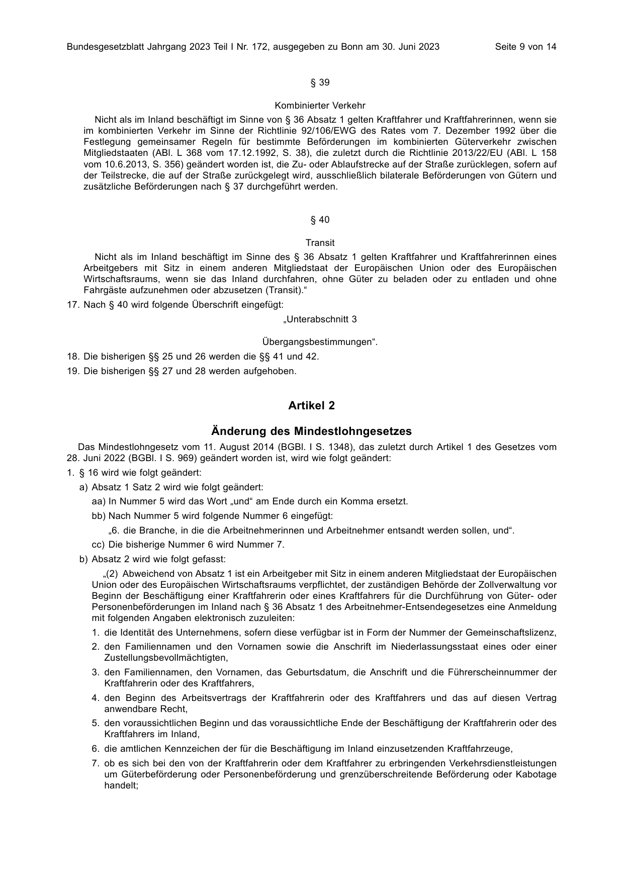 BGBl. 2023, Seite 9 — Originalseite als Abbildung