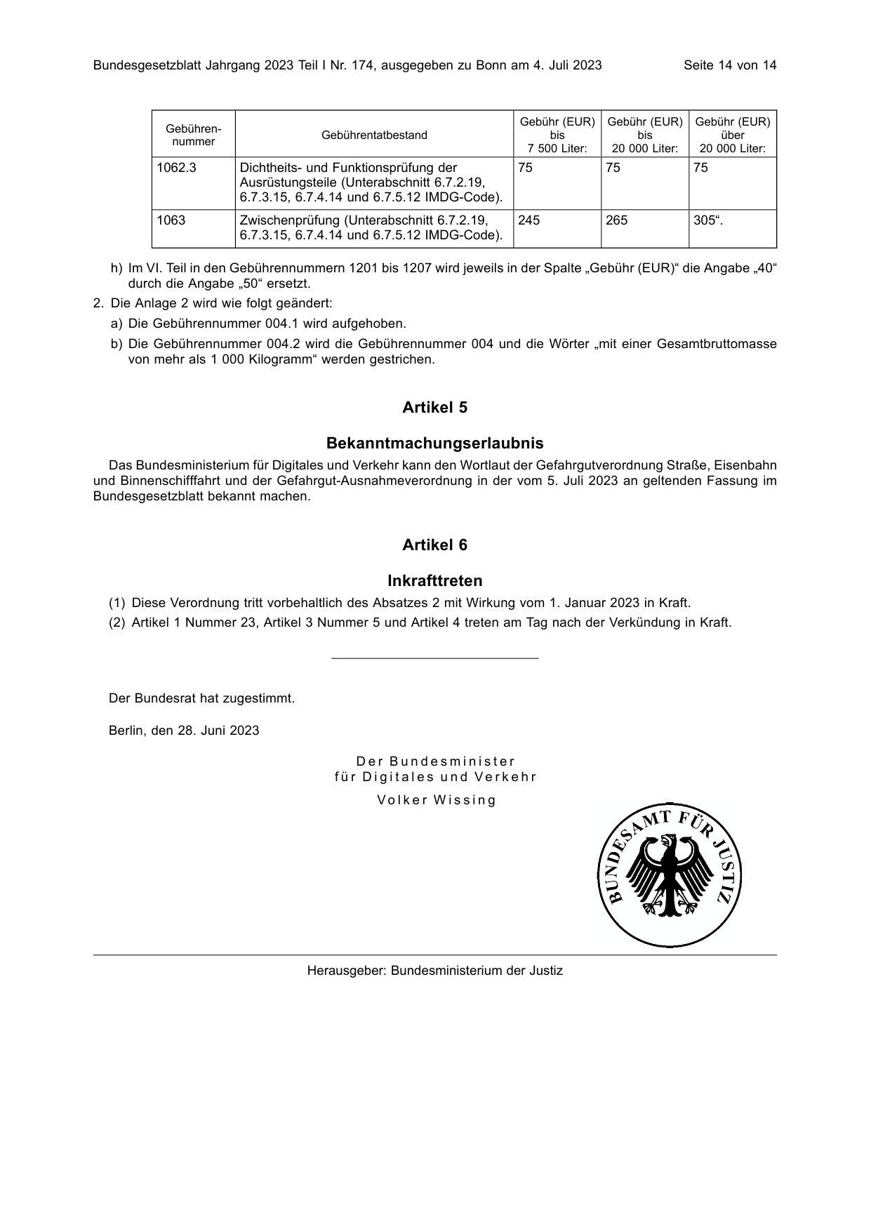 BGBl. 2023, Seite 14 — Originalseite als Abbildung