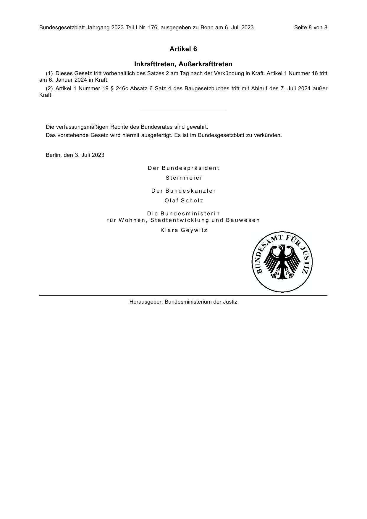 BGBl. 2023, Seite 8 — Originalseite als Abbildung