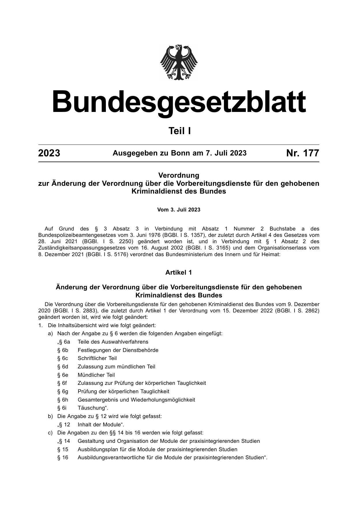 BGBl. 2023, Seite 1 — Originalseite als Abbildung