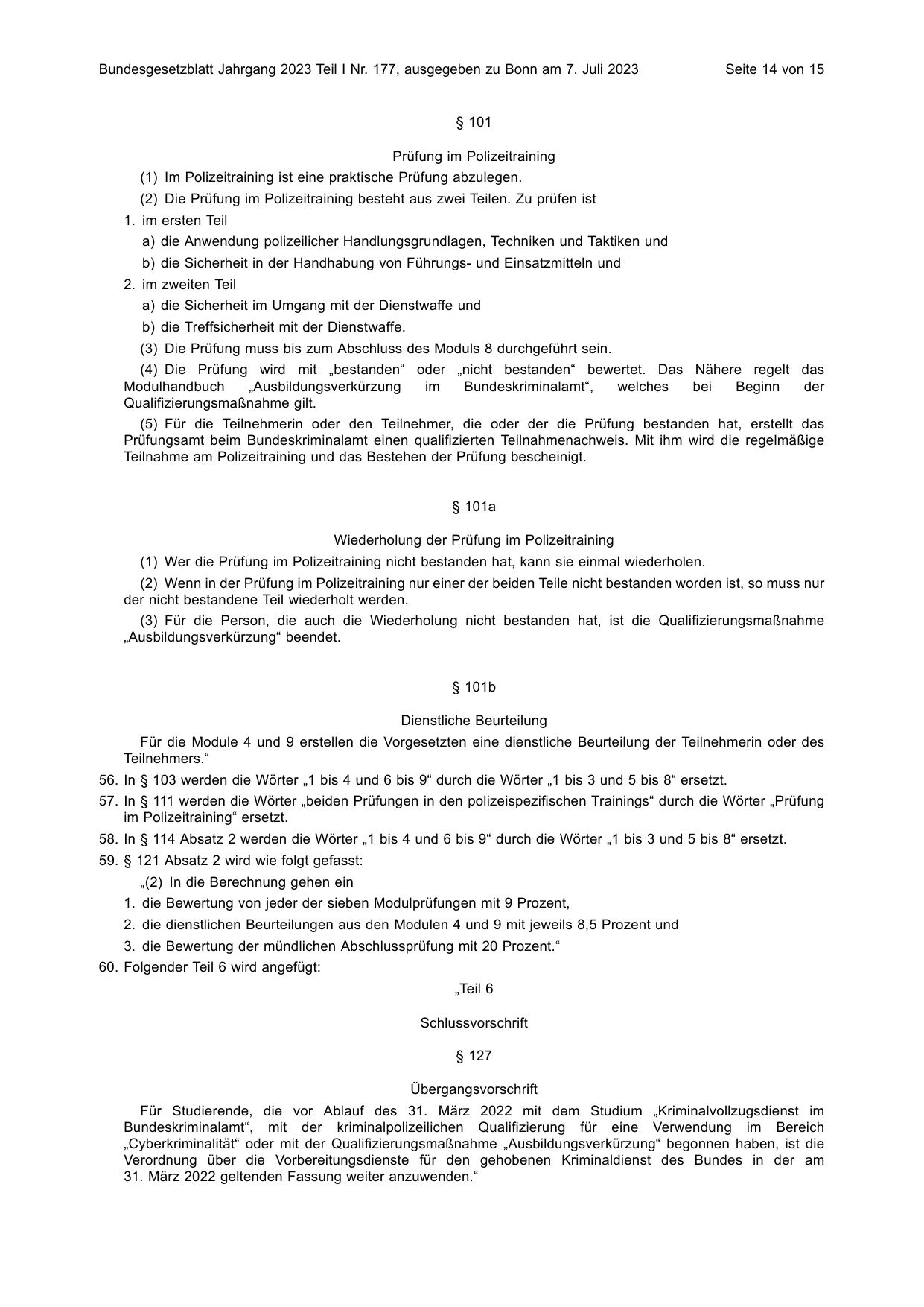BGBl. 2023, Seite 14 — Originalseite als Abbildung
