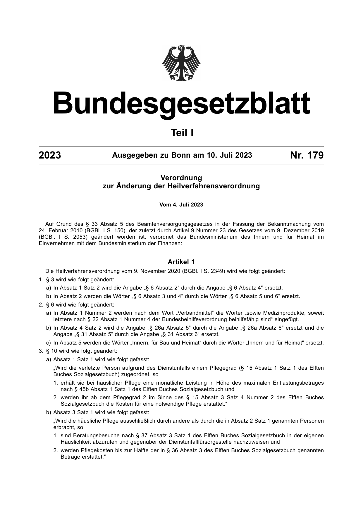 BGBl. 2023, Seite 1 — Originalseite als Abbildung