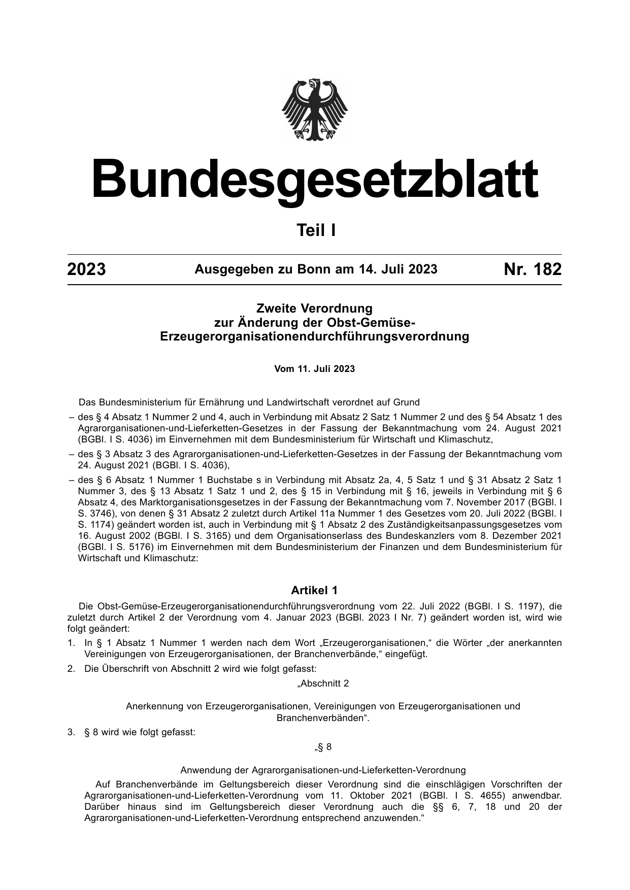 BGBl. 2023, Seite 1 — Originalseite als Abbildung