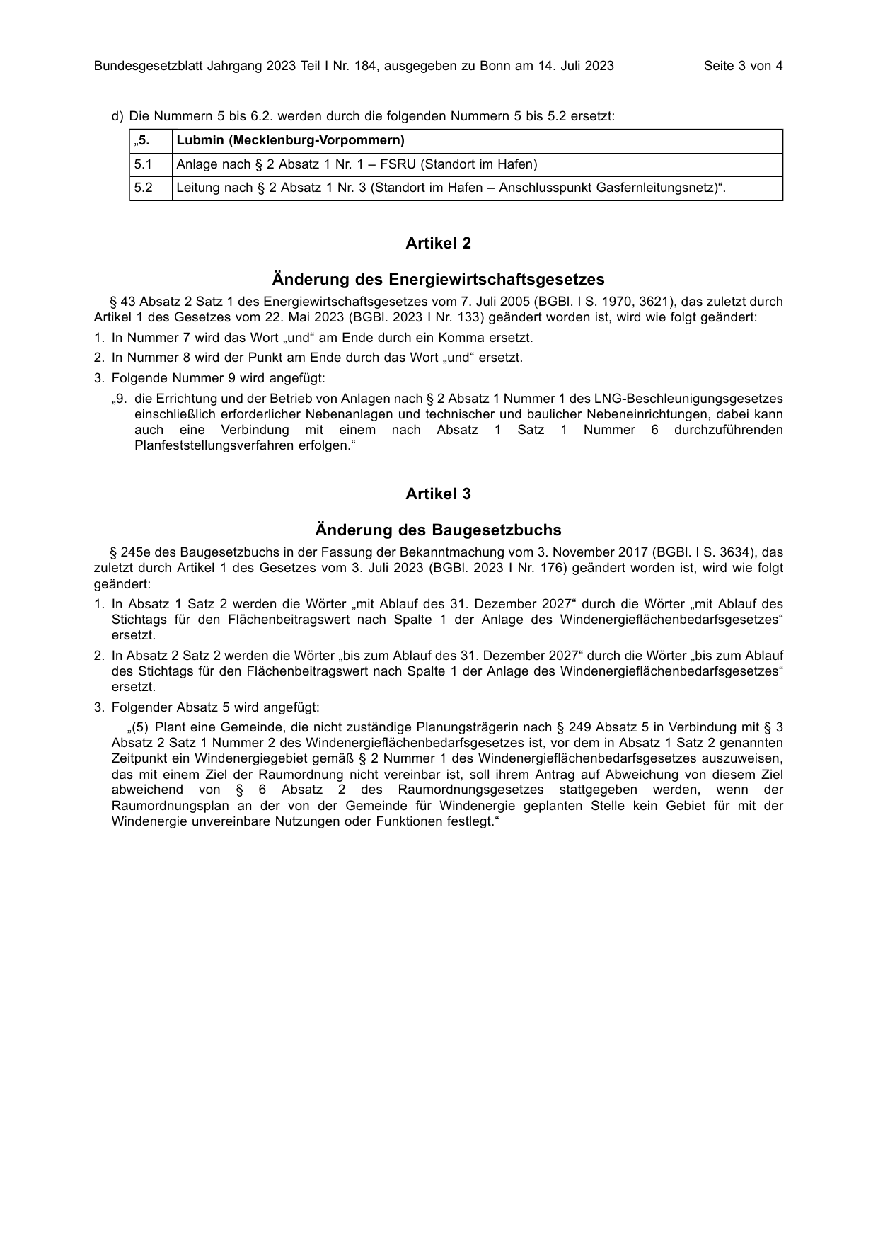 BGBl. 2023, Seite 3 — Originalseite als Abbildung