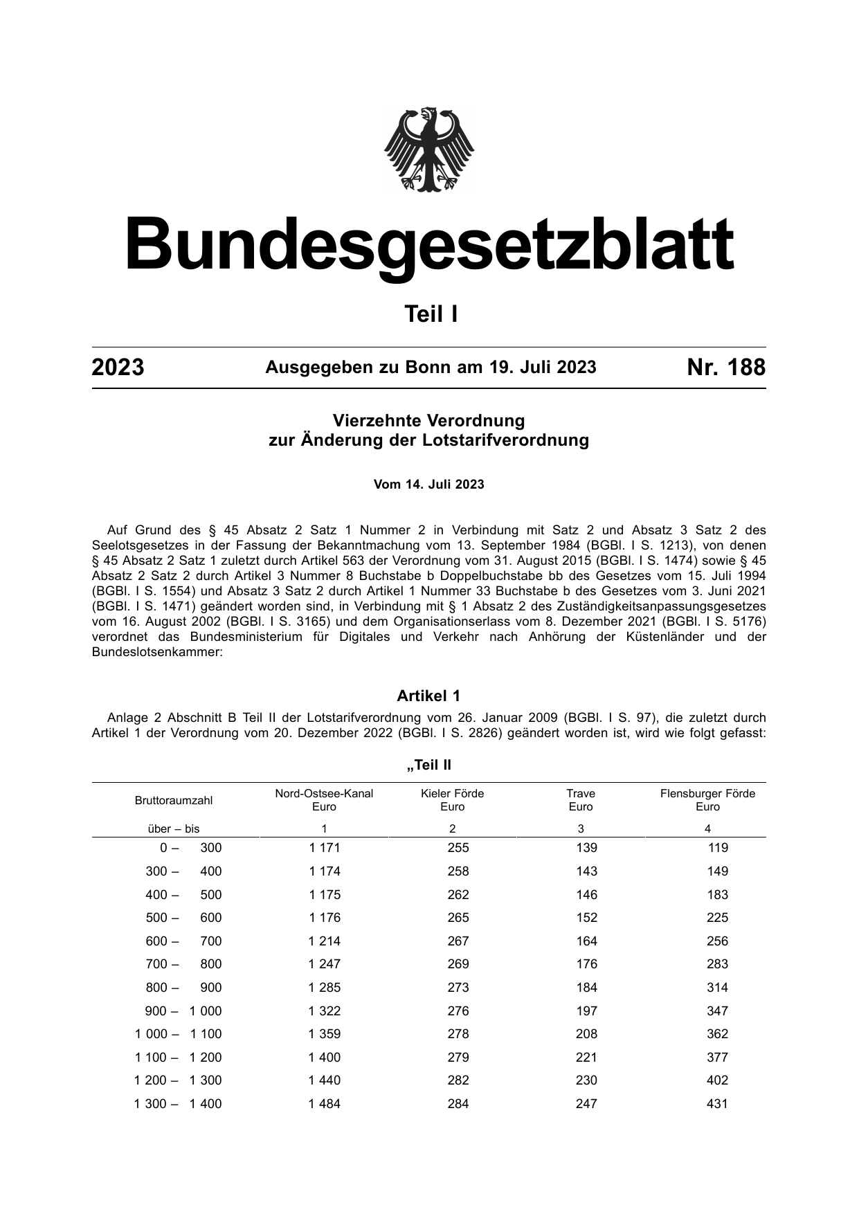 BGBl. 2023, Seite 1 — Originalseite als Abbildung