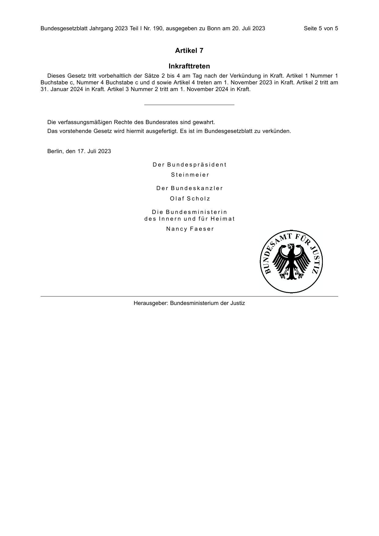 BGBl. 2023, Seite 5 — Originalseite als Abbildung