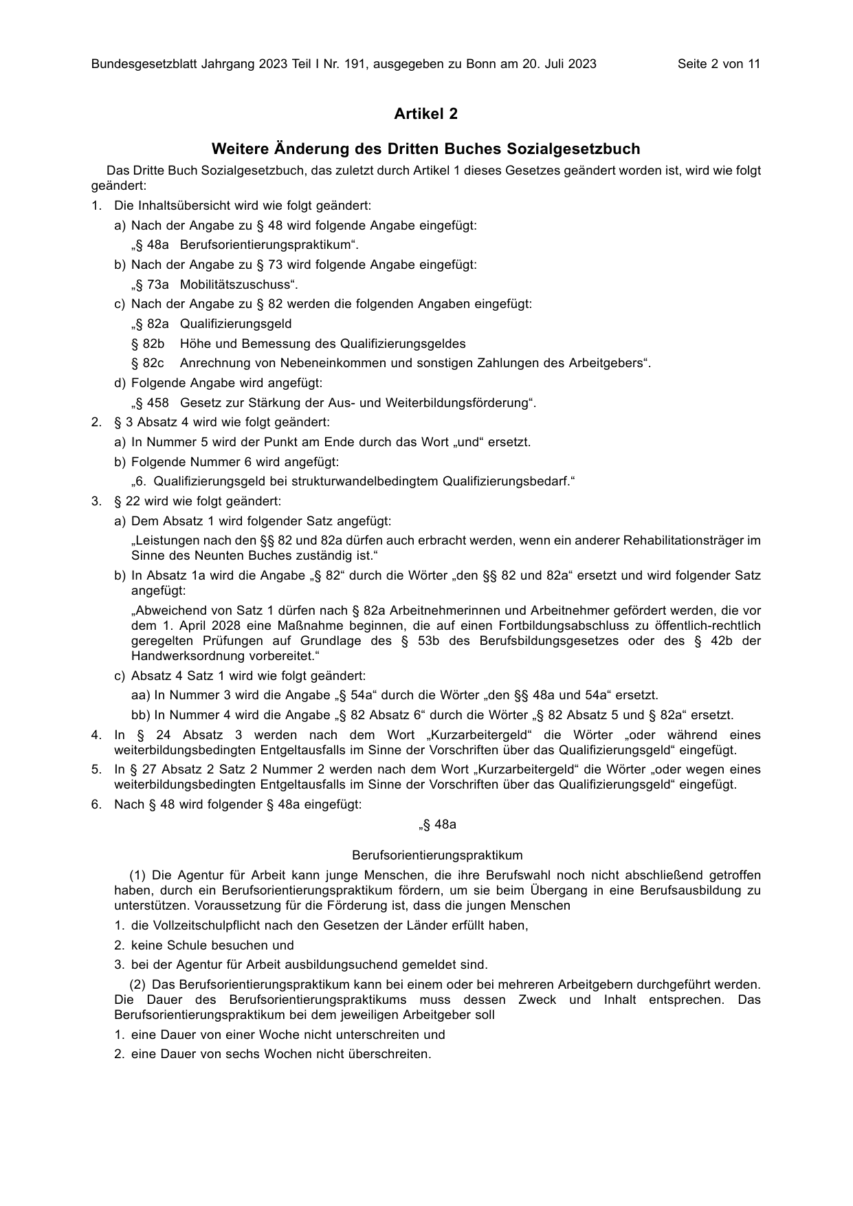 BGBl. 2023, Seite 2 — Originalseite als Abbildung