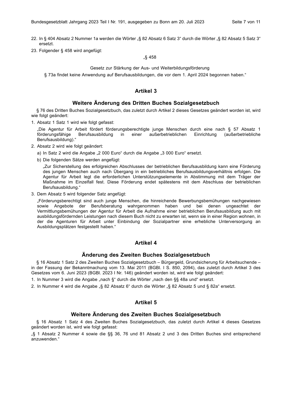 BGBl. 2023, Seite 7 — Originalseite als Abbildung
