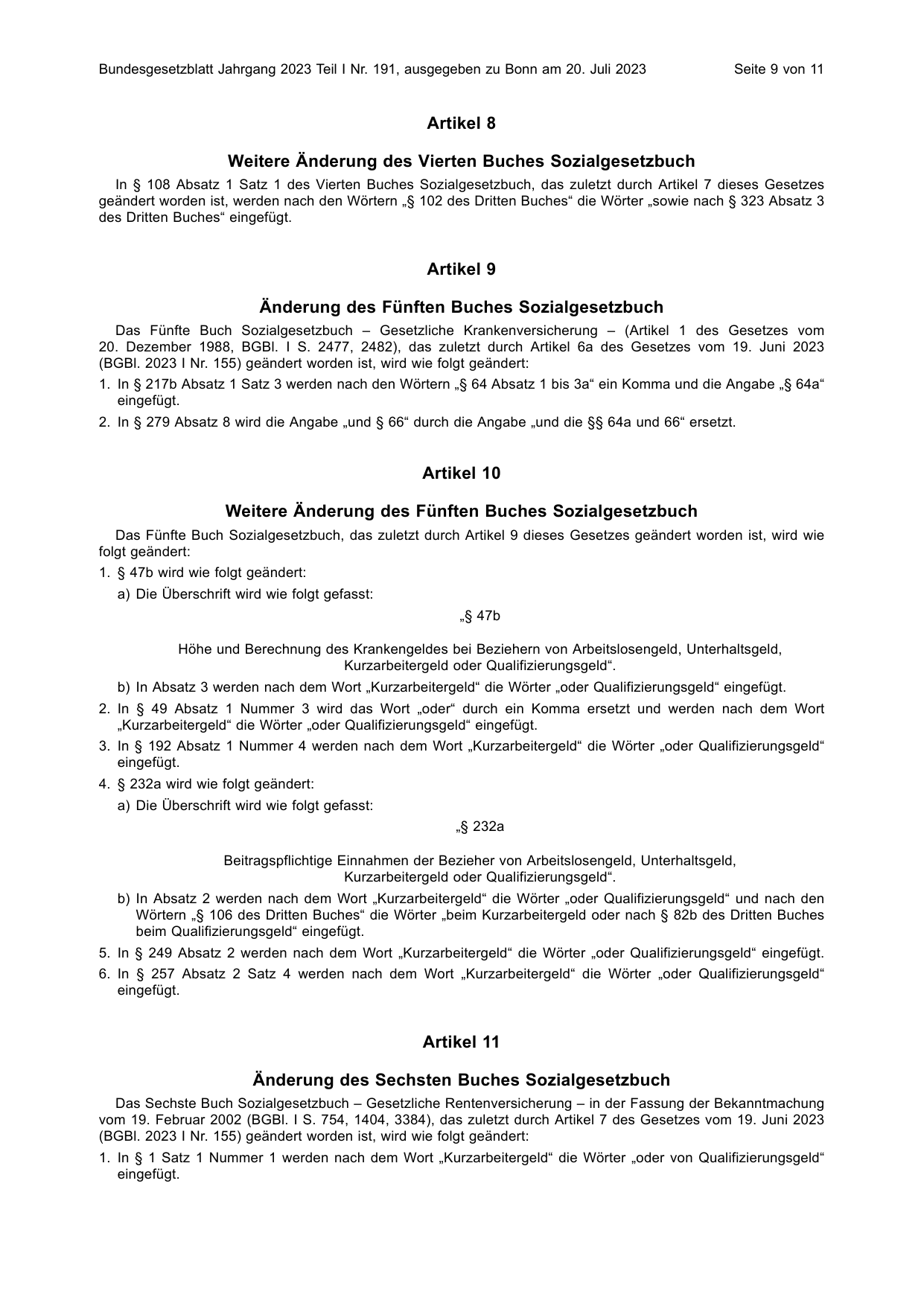 BGBl. 2023, Seite 9 — Originalseite als Abbildung