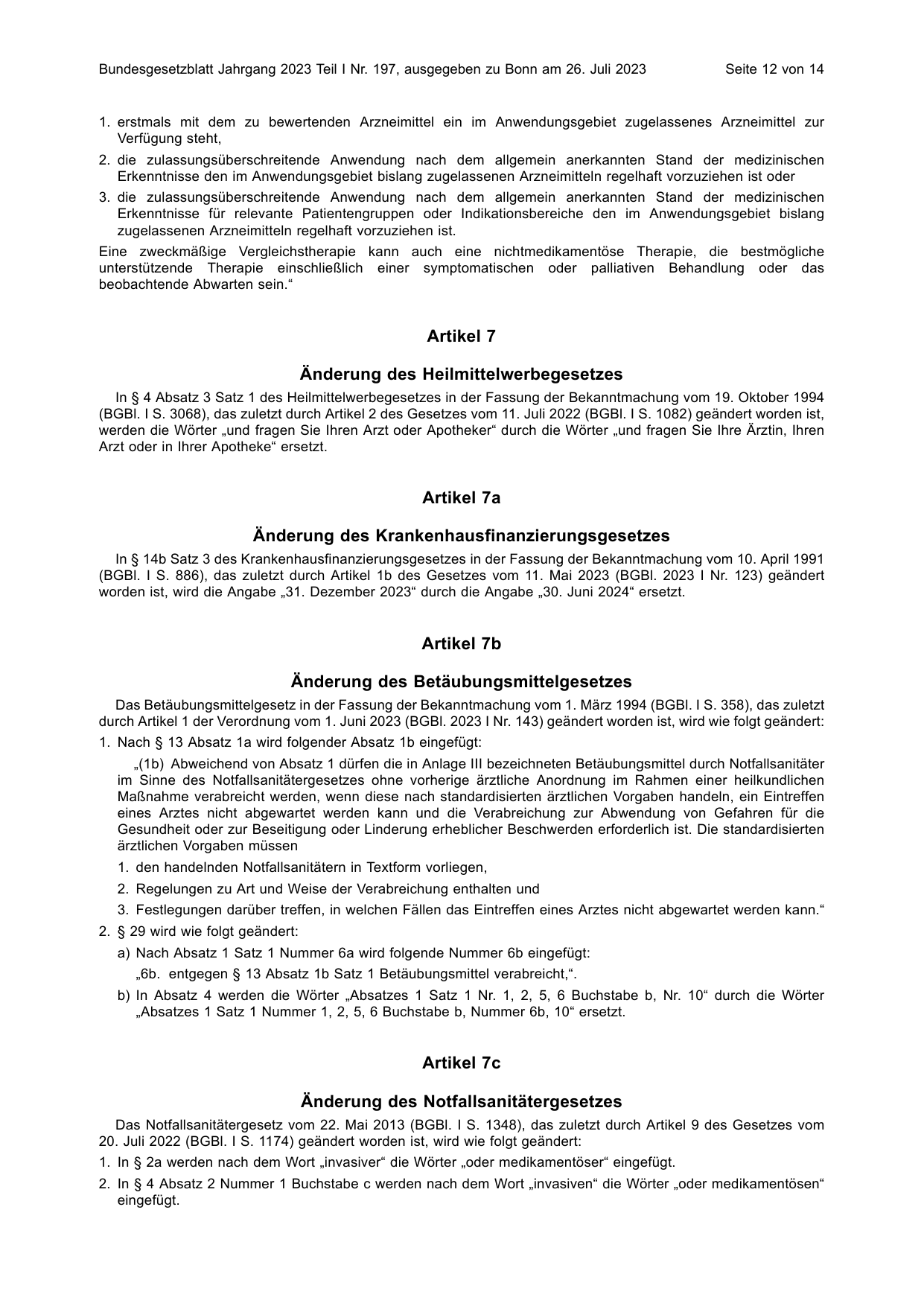 BGBl. 2023, Seite 12 — Originalseite als Abbildung