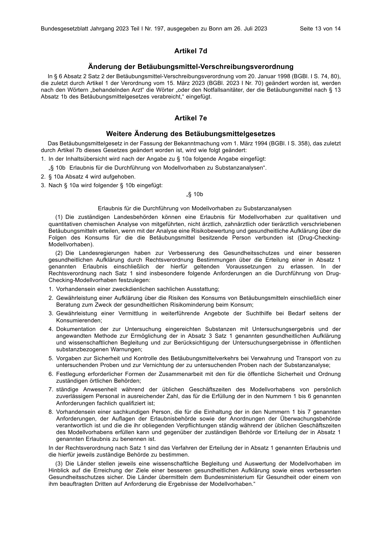 BGBl. 2023, Seite 13 — Originalseite als Abbildung