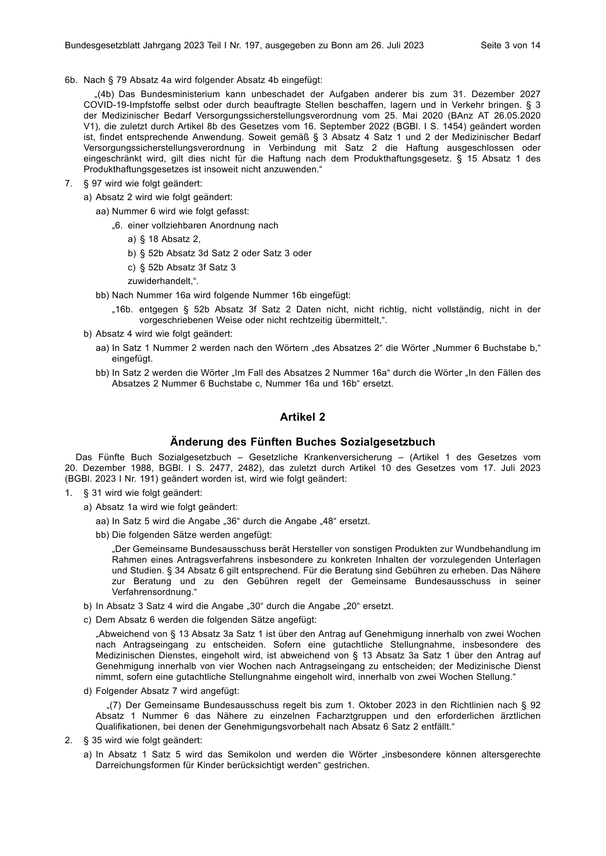 BGBl. 2023, Seite 3 — Originalseite als Abbildung