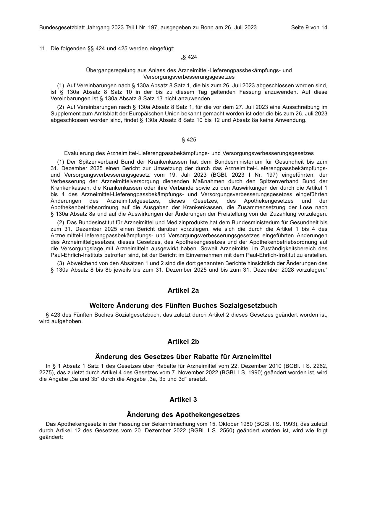 BGBl. 2023, Seite 9 — Originalseite als Abbildung