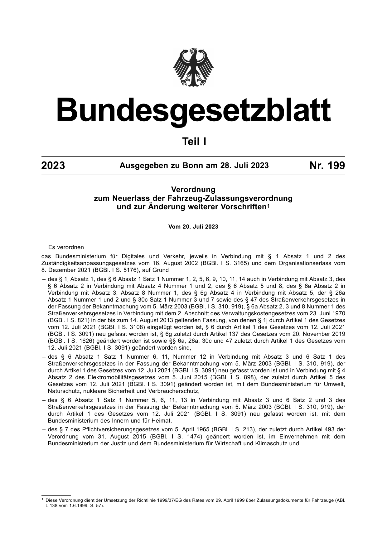 BGBl. 2023, Seite 1 — Originalseite als Abbildung