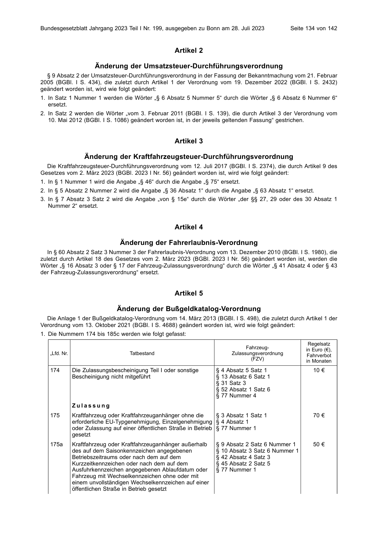 BGBl. 2023, Seite 134 — Originalseite als Abbildung