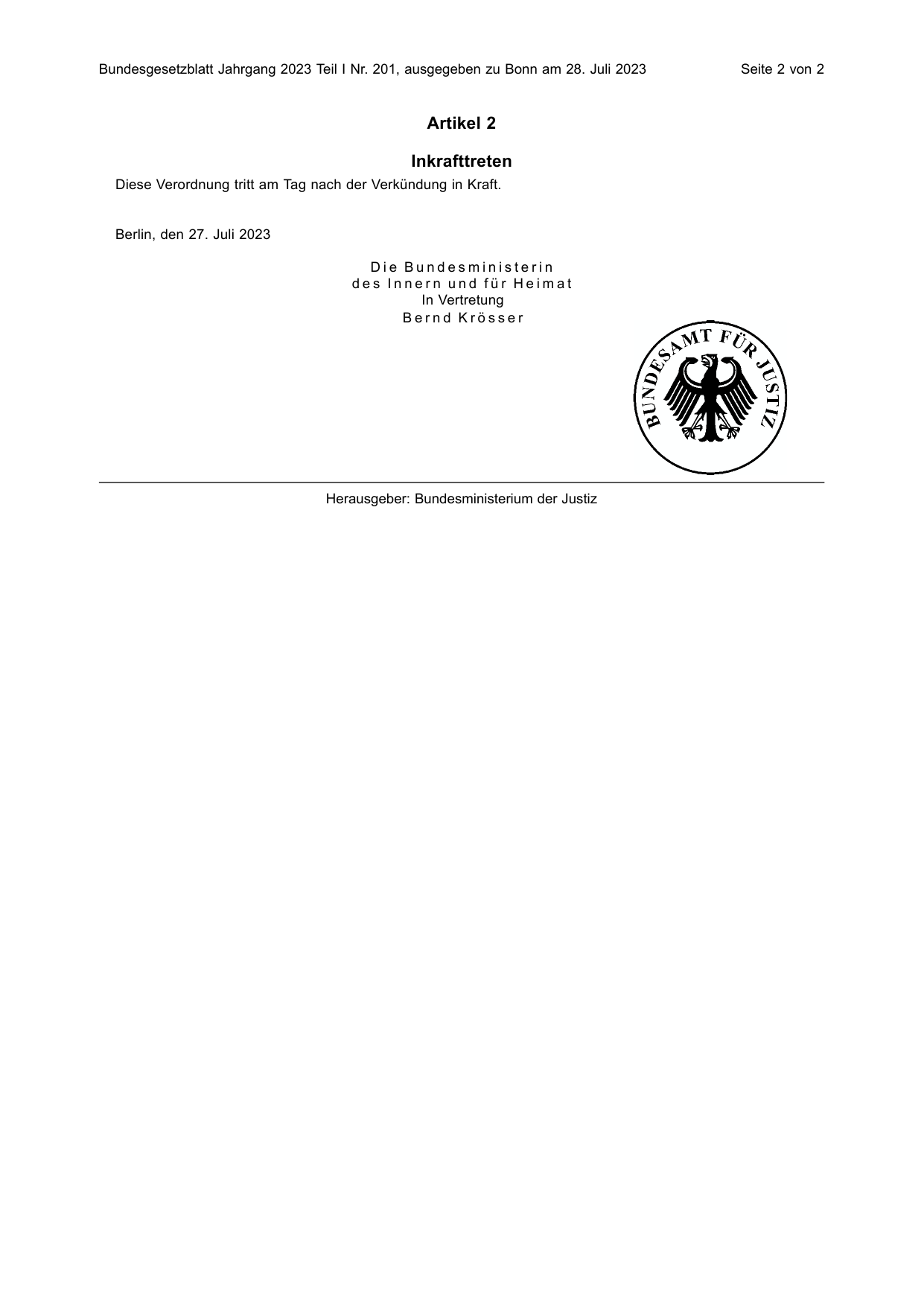 BGBl. 2023, Seite 2 — Originalseite als Abbildung