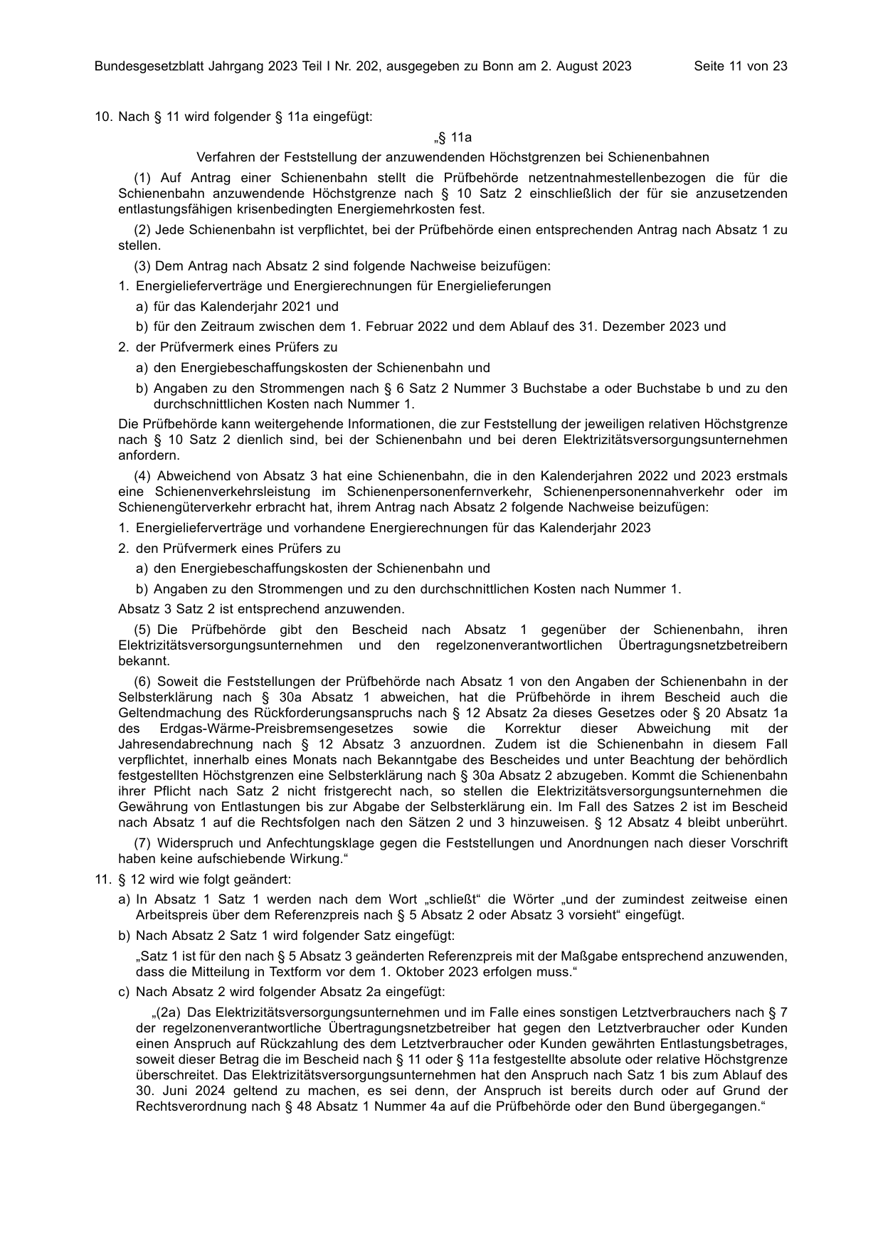 BGBl. 2023, Seite 11 — Originalseite als Abbildung