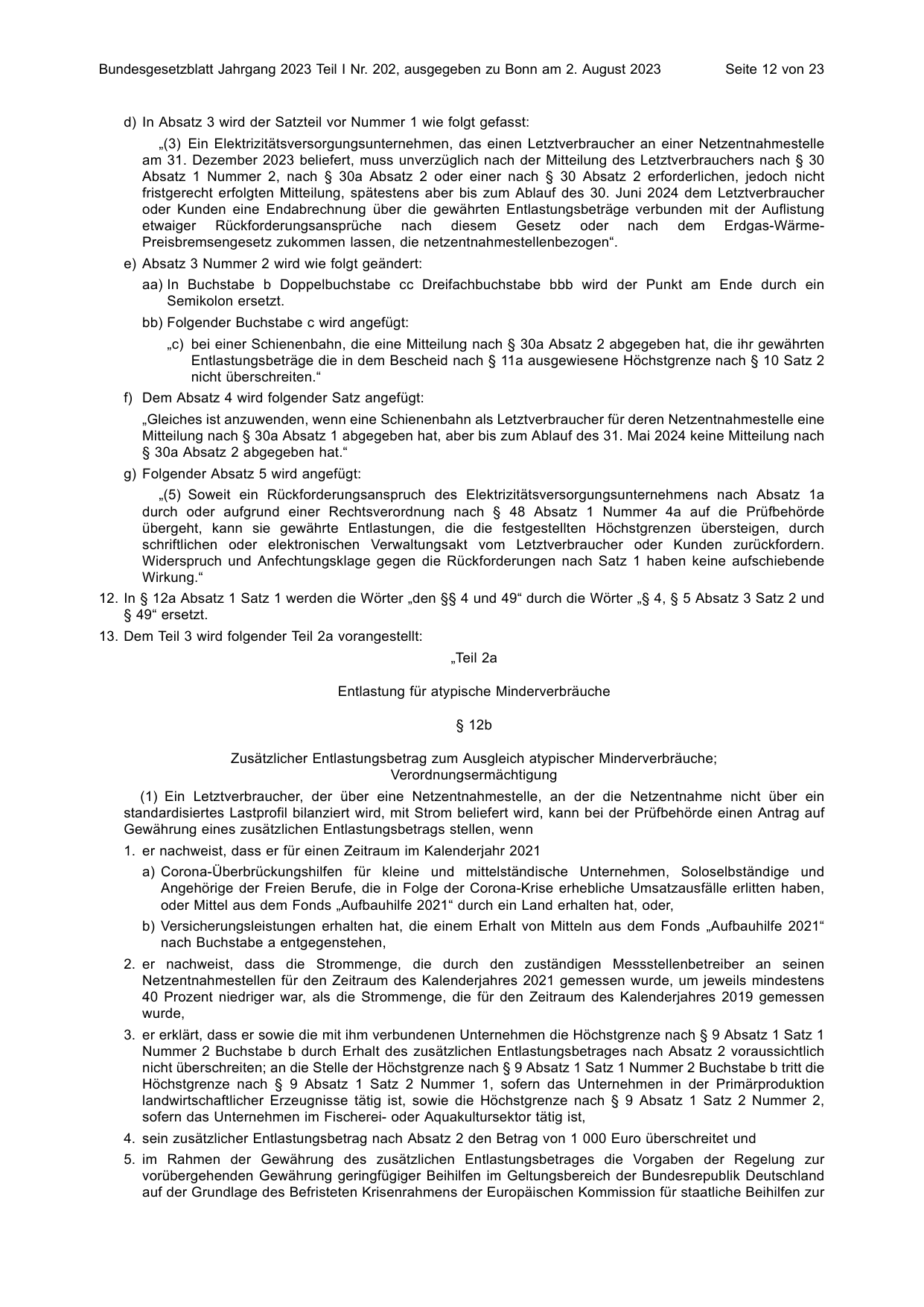 BGBl. 2023, Seite 12 — Originalseite als Abbildung