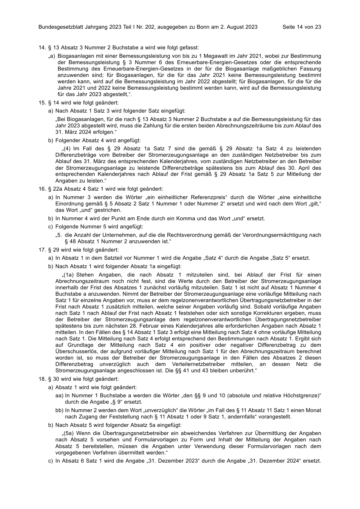 BGBl. 2023, Seite 14 — Originalseite als Abbildung