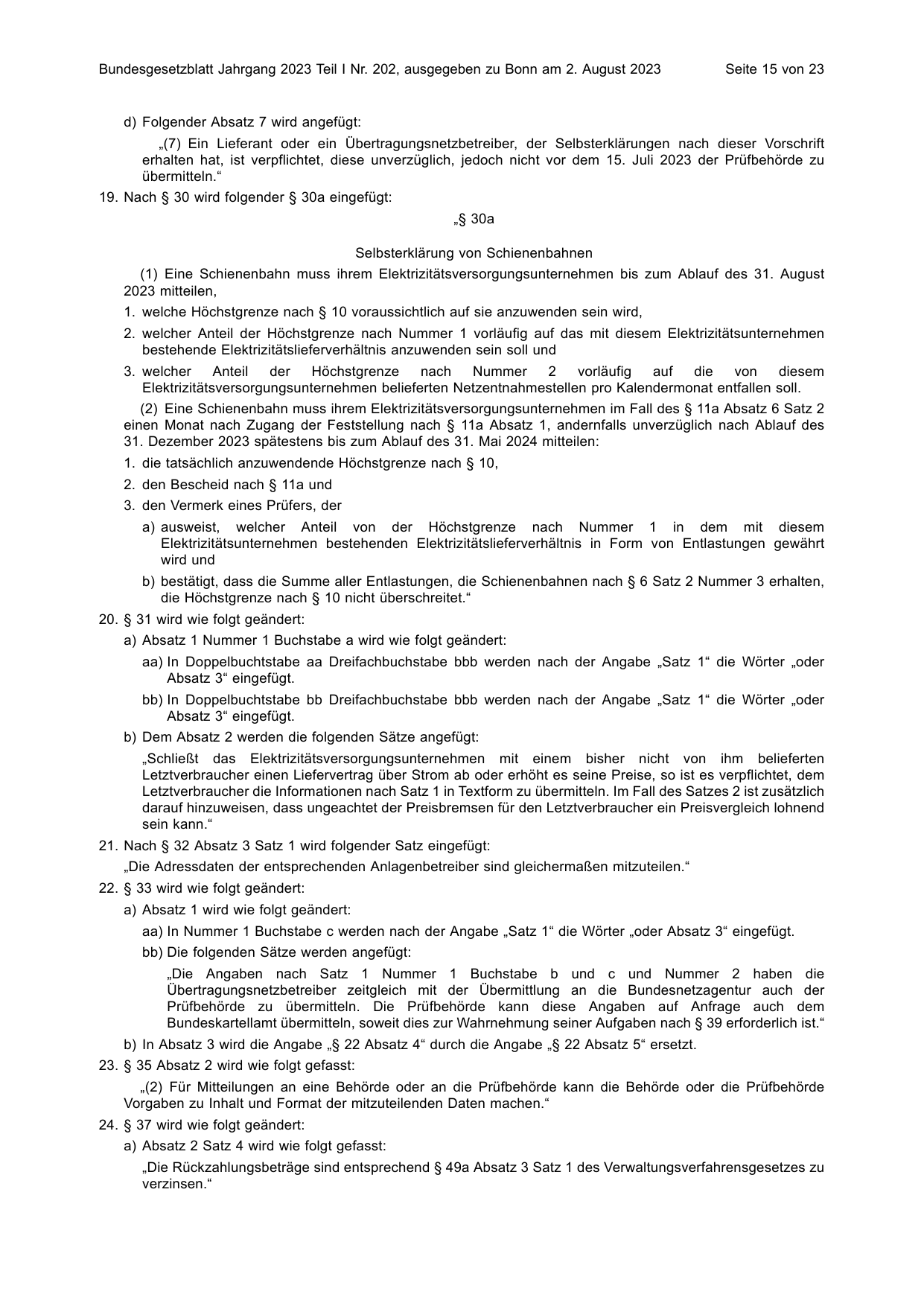 BGBl. 2023, Seite 15 — Originalseite als Abbildung