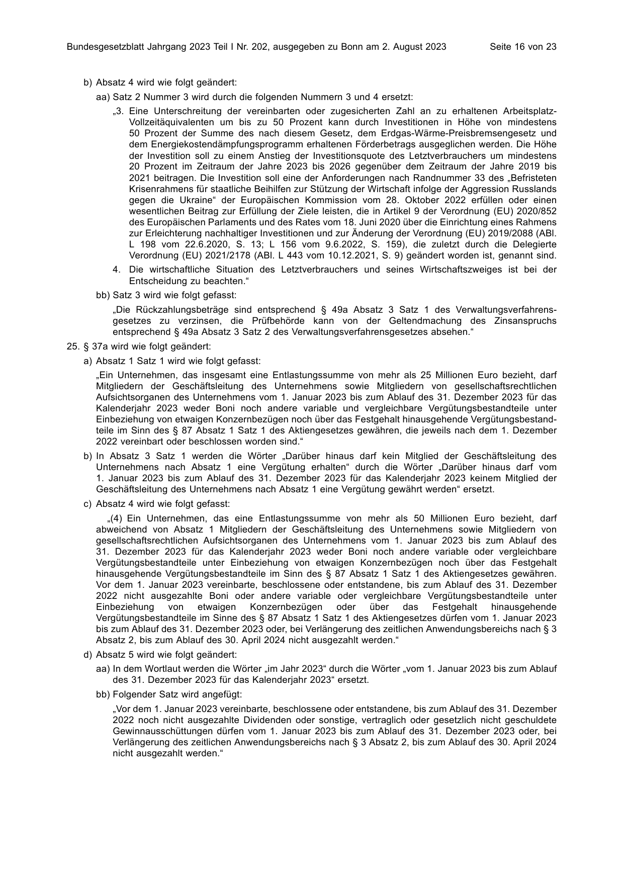 BGBl. 2023, Seite 16 — Originalseite als Abbildung