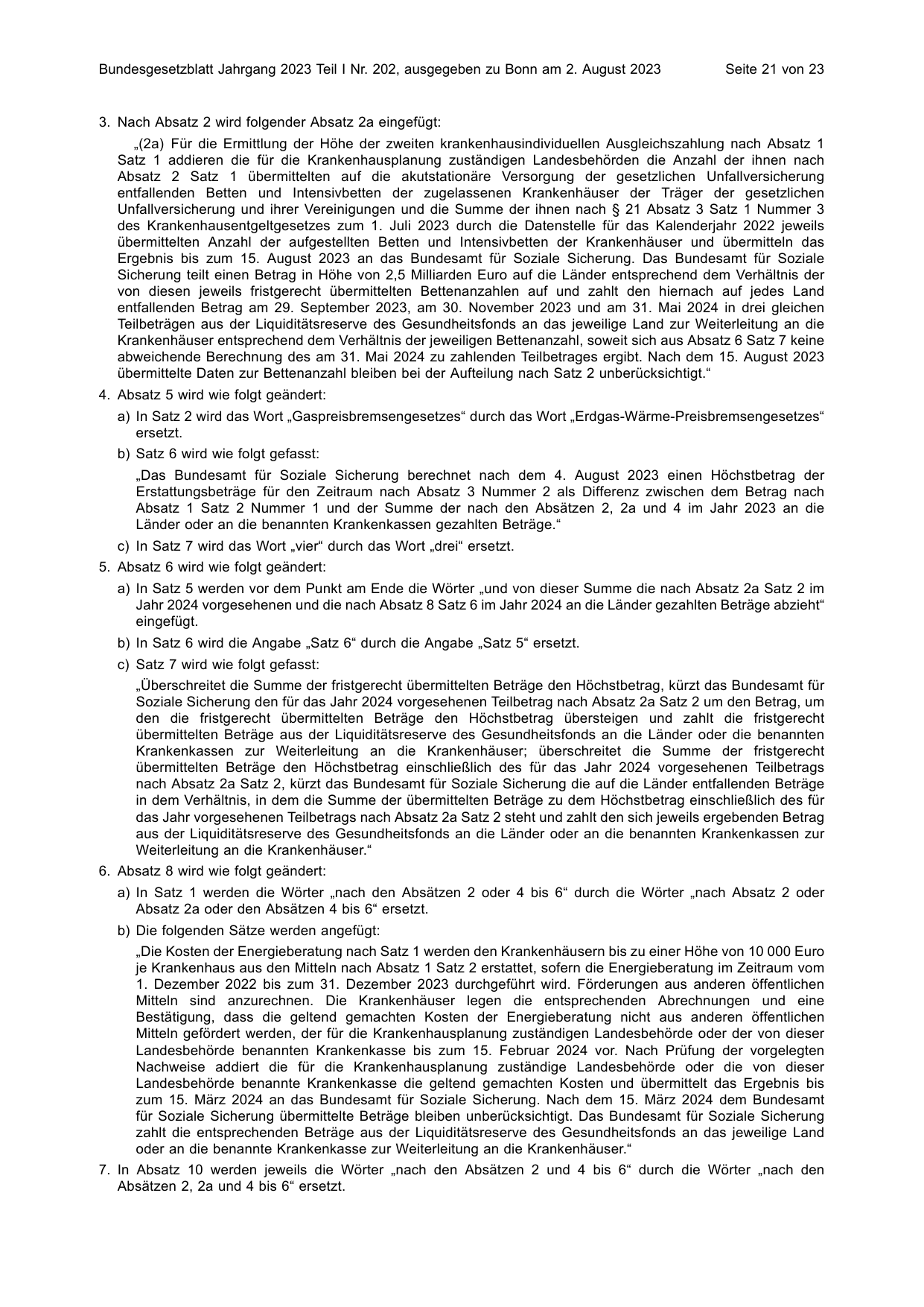 BGBl. 2023, Seite 21 — Originalseite als Abbildung