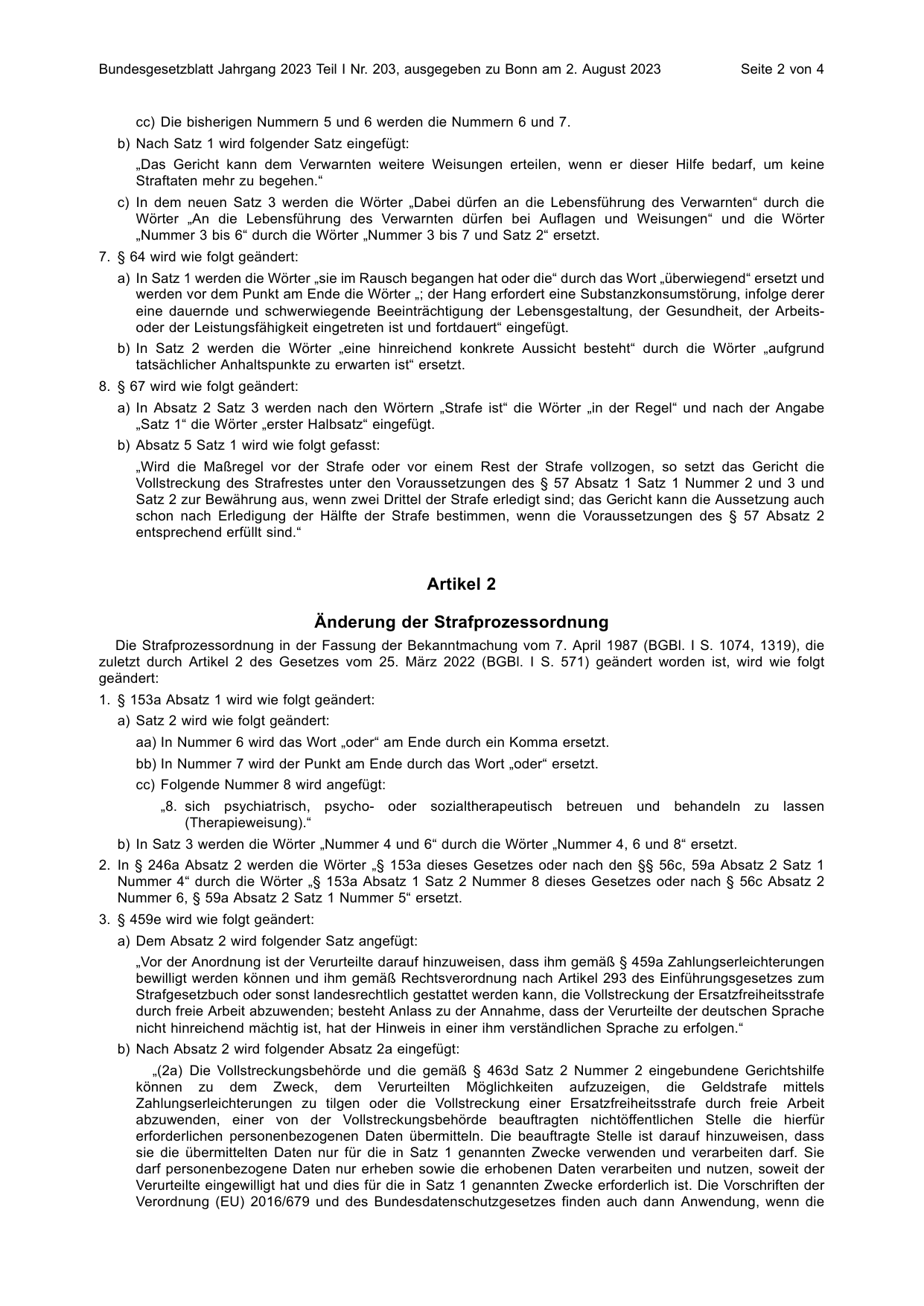 BGBl. 2023, Seite 2 — Originalseite als Abbildung