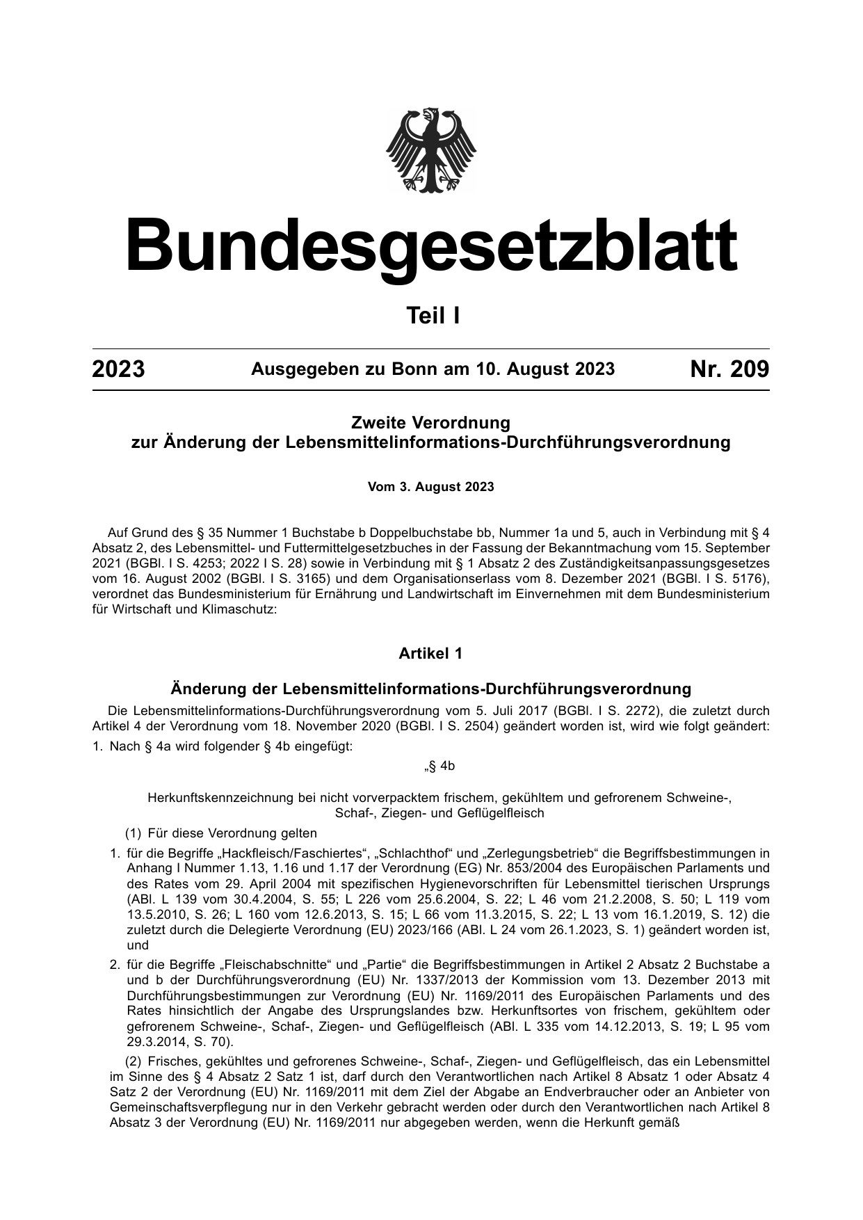 BGBl. 2023, Seite 1 — Originalseite als Abbildung