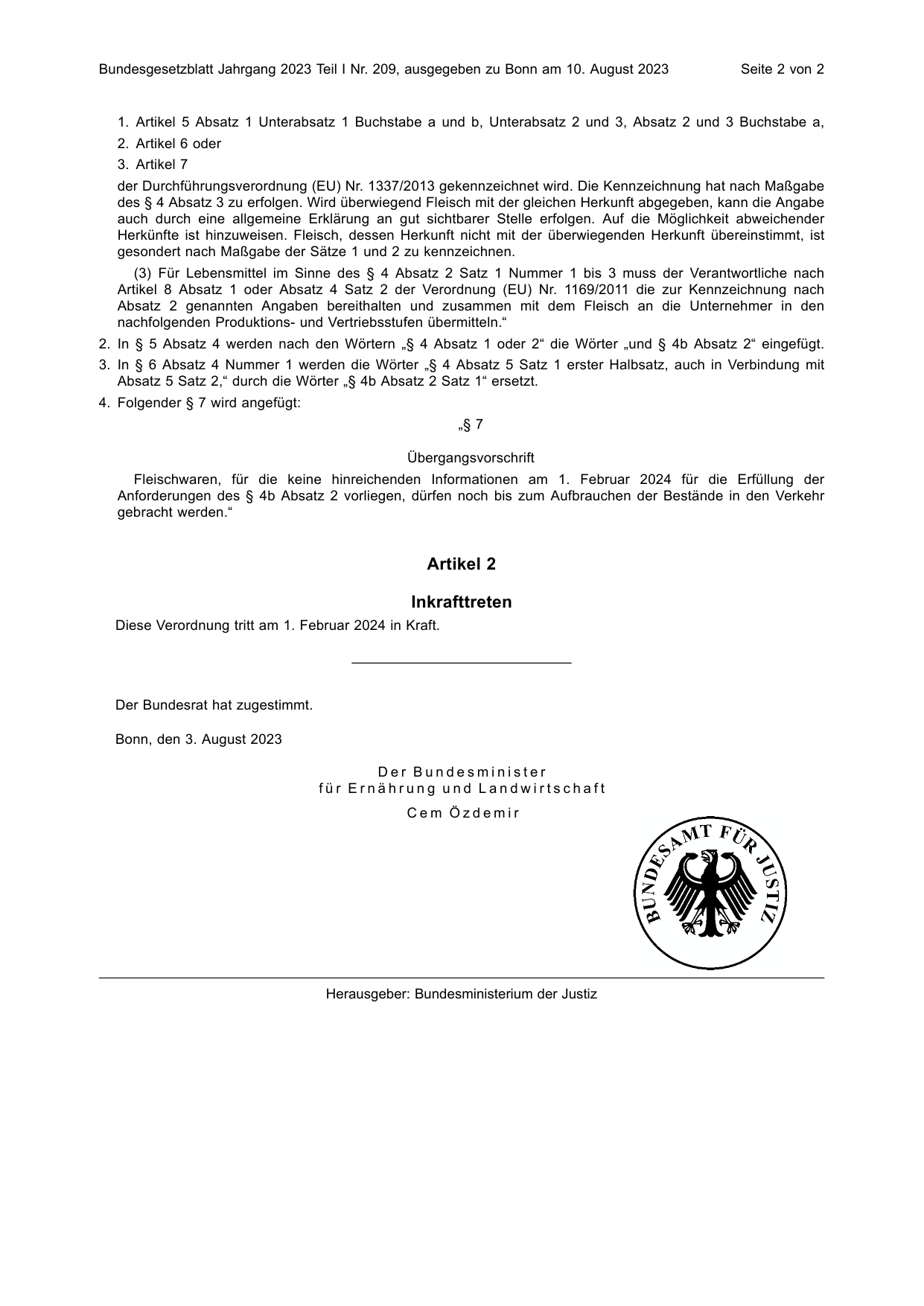 BGBl. 2023, Seite 2 — Originalseite als Abbildung