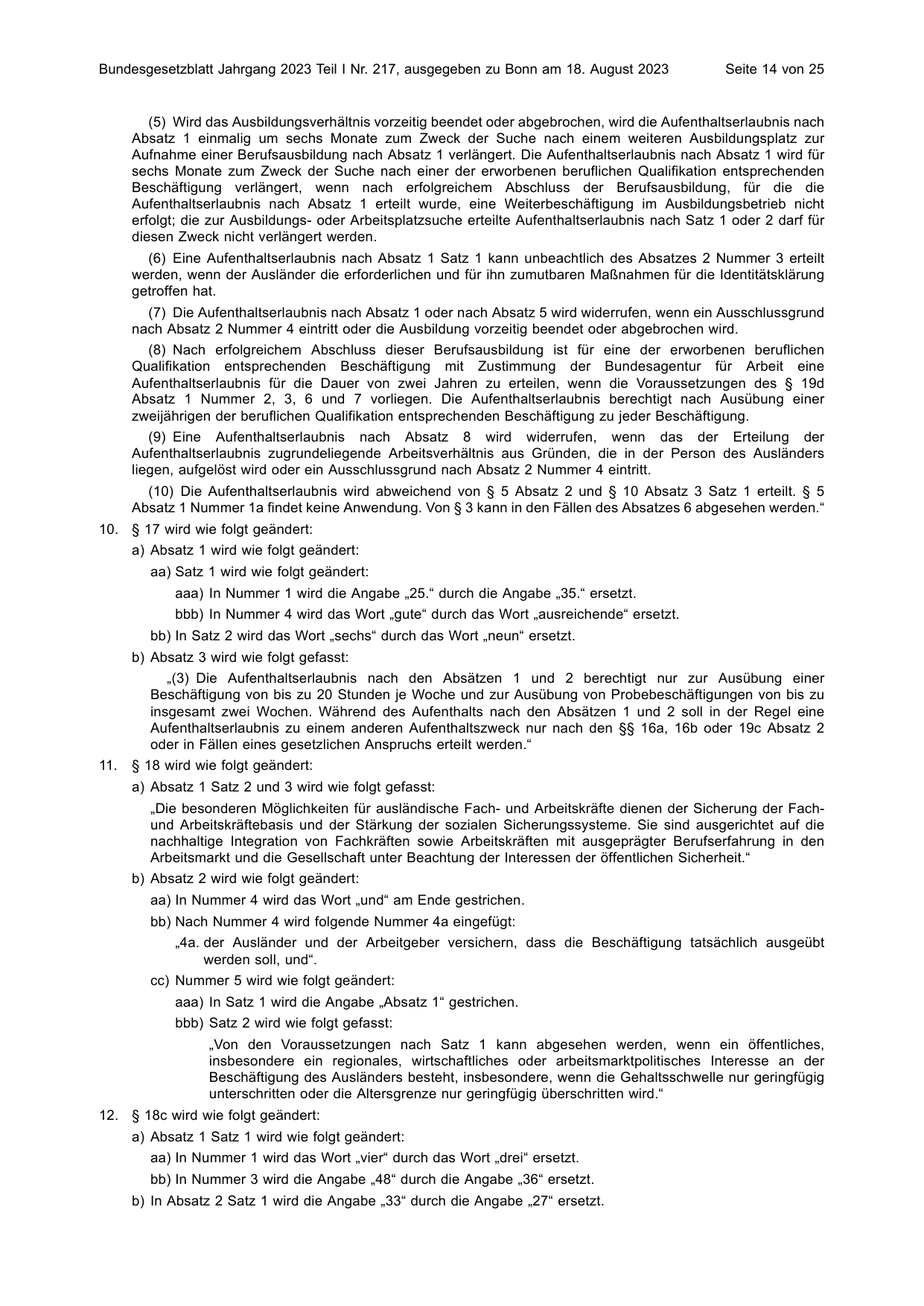 BGBl. 2023, Seite 14 — Originalseite als Abbildung