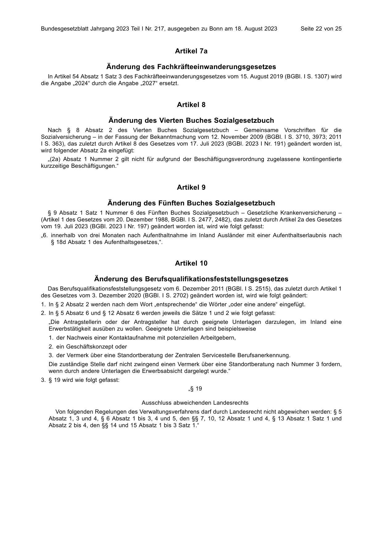 BGBl. 2023, Seite 22 — Originalseite als Abbildung