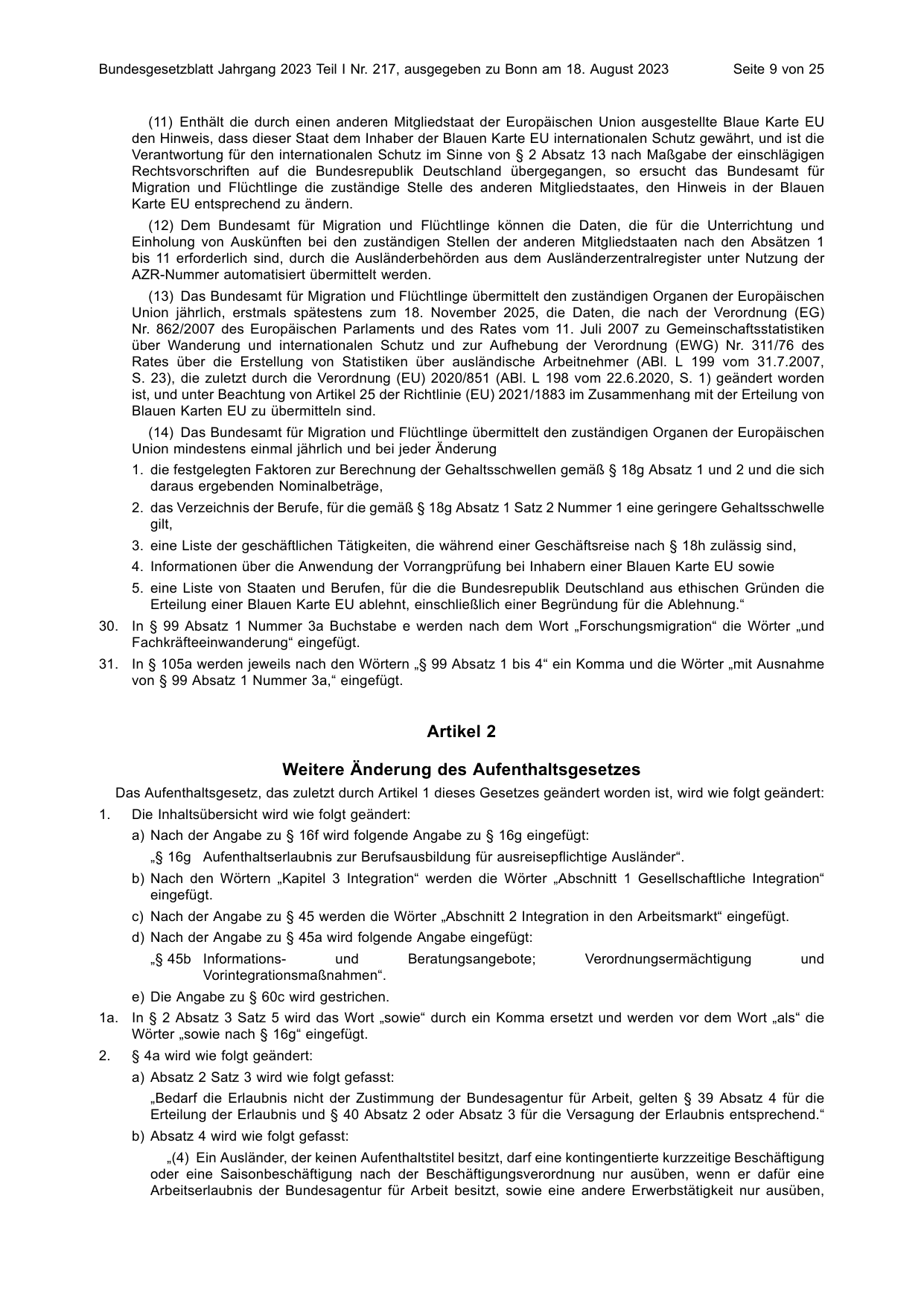 BGBl. 2023, Seite 9 — Originalseite als Abbildung