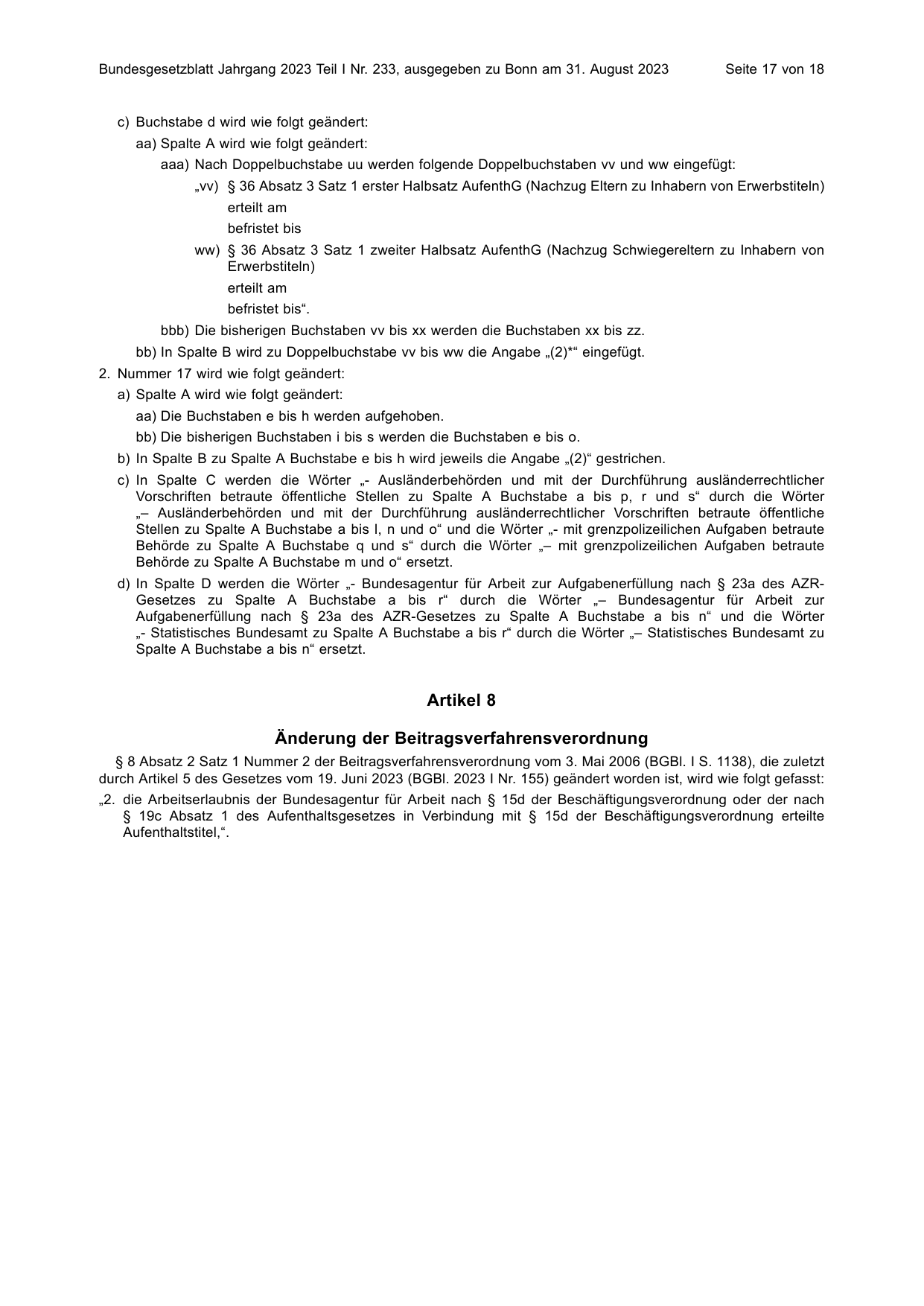 BGBl. 2023, Seite 17 — Originalseite als Abbildung